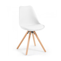 Silla confidente de diseño Nordic, patas de madera - BLANCO