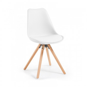 Nordic - Silla confidente de diseño Nordic, patas de madera, Blanco - Imagen 1