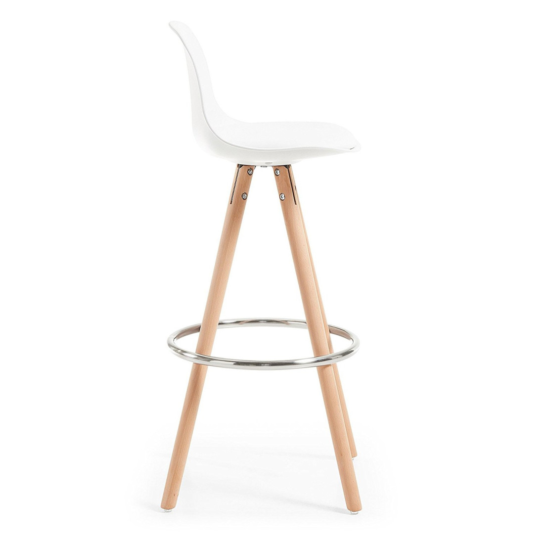 taburete de oficina blanco nordic taburete patas de madera piel sintetica 3