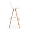 taburete de oficina blanco nordic taburete patas de madera piel sintetica 3