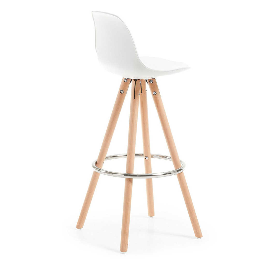 taburete de oficina blanco nordic taburete patas de madera piel sintetica 5