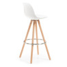 taburete de oficina blanco nordic taburete patas de madera piel sintetica 5