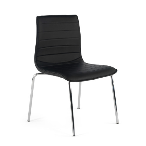 Silla confidente Cube 4 Patas estructura cromo ecopiel - NEGRO