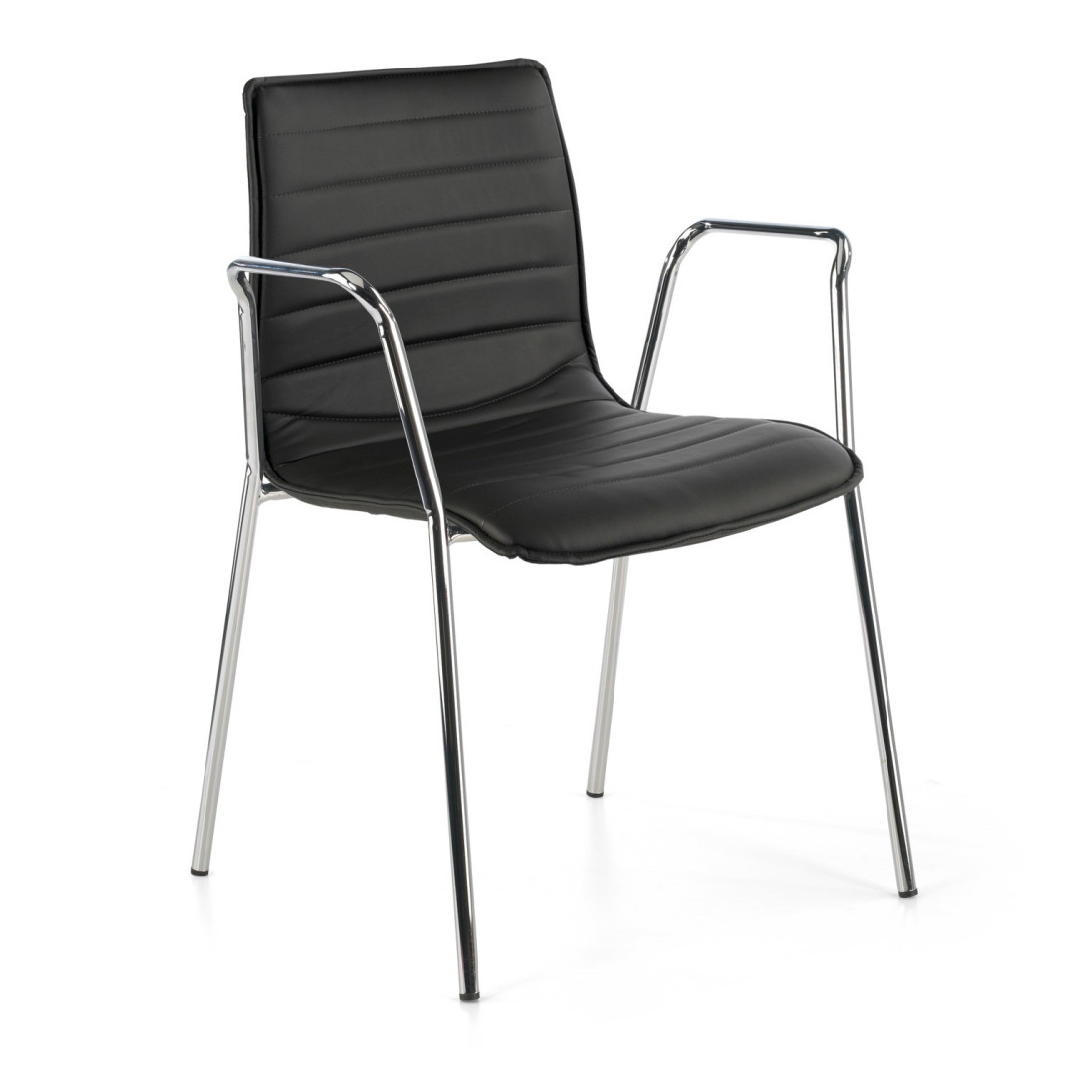 silla confidente negro cube con brazos piel sintetica 1