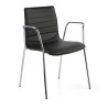 Silla confidente Cube 4 Patas con brazos estructura cromo ecopiel - NEGRO