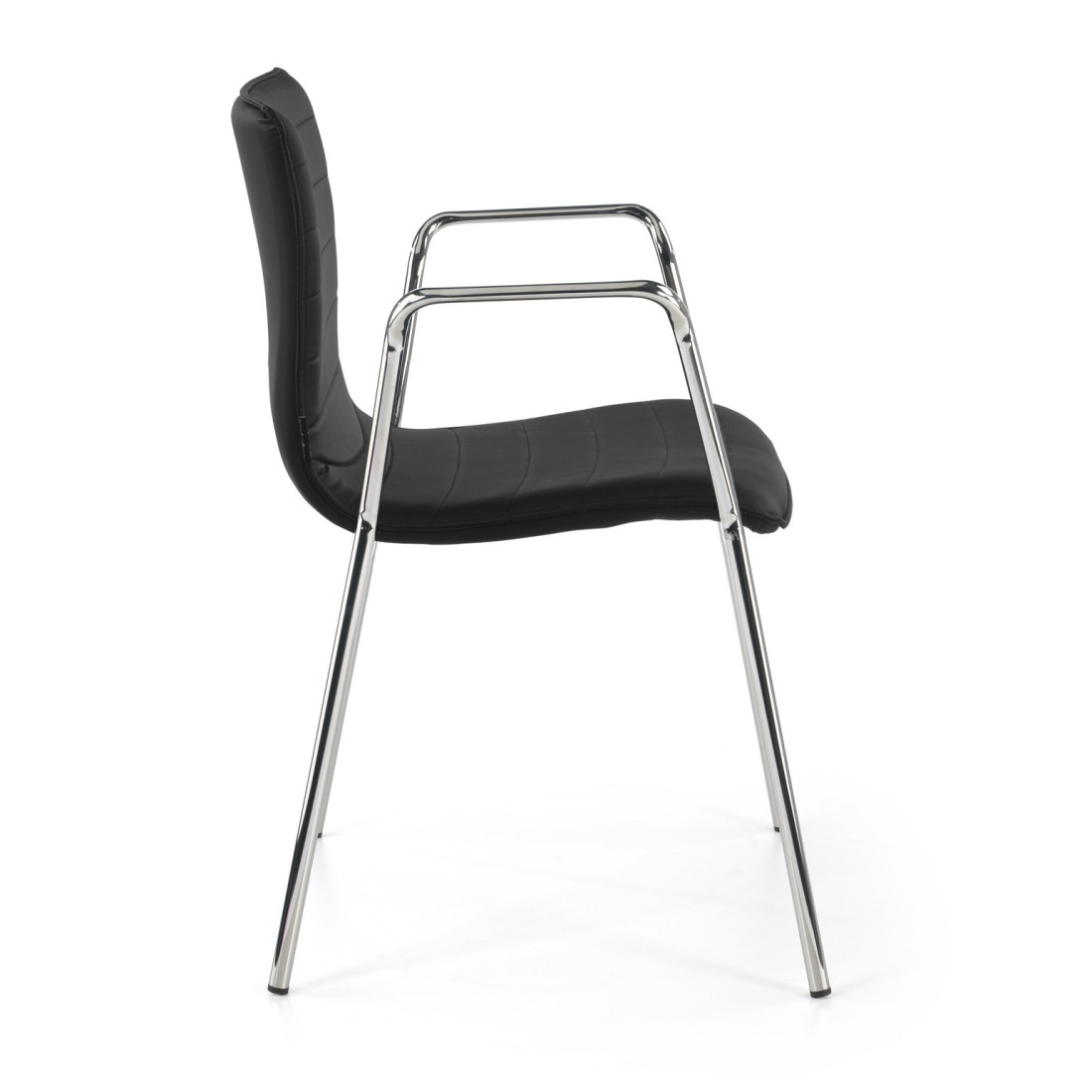 silla confidente negro cube con brazos piel sintetica 6