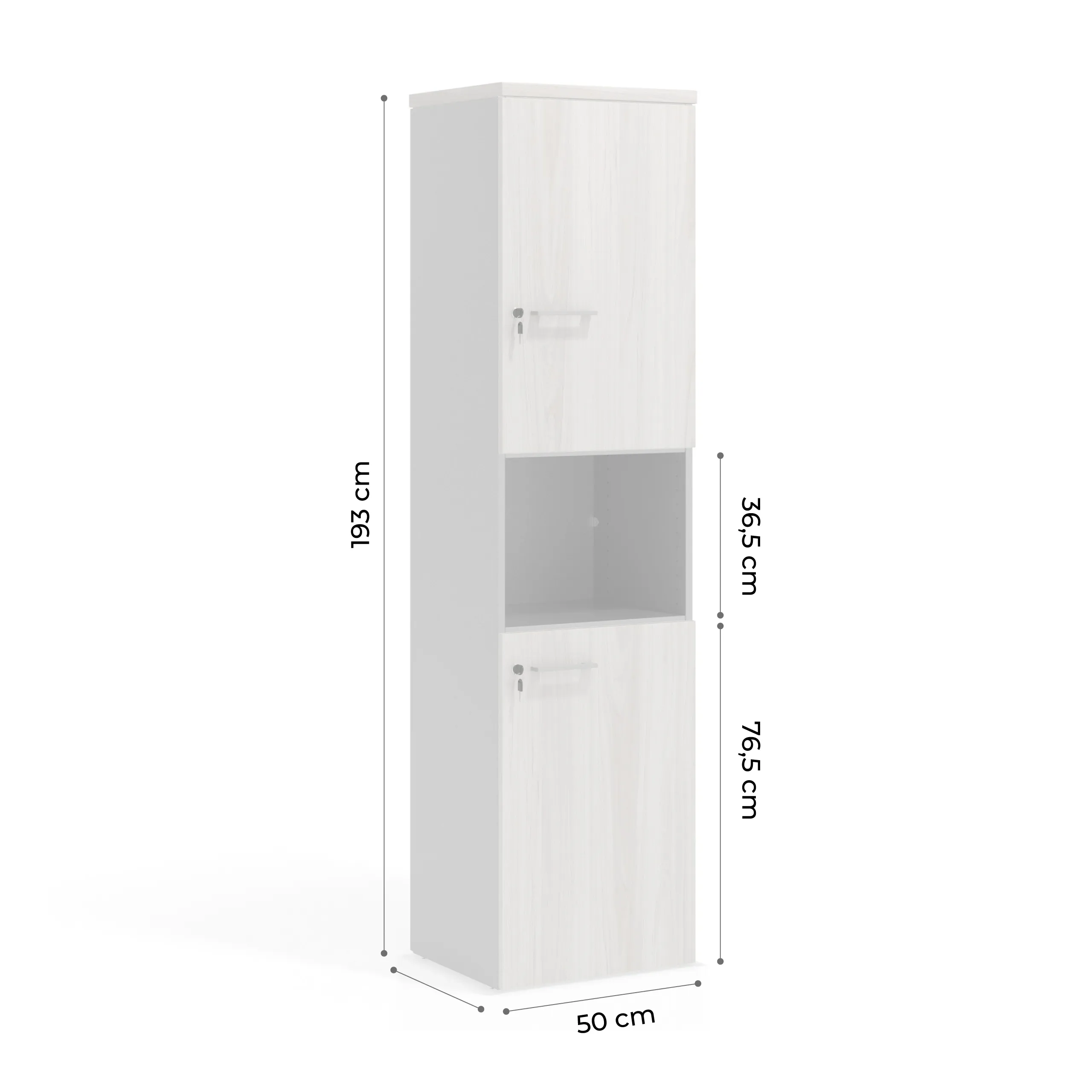 Armario de oficina Colors con doble puerta mediana, medida 193x50