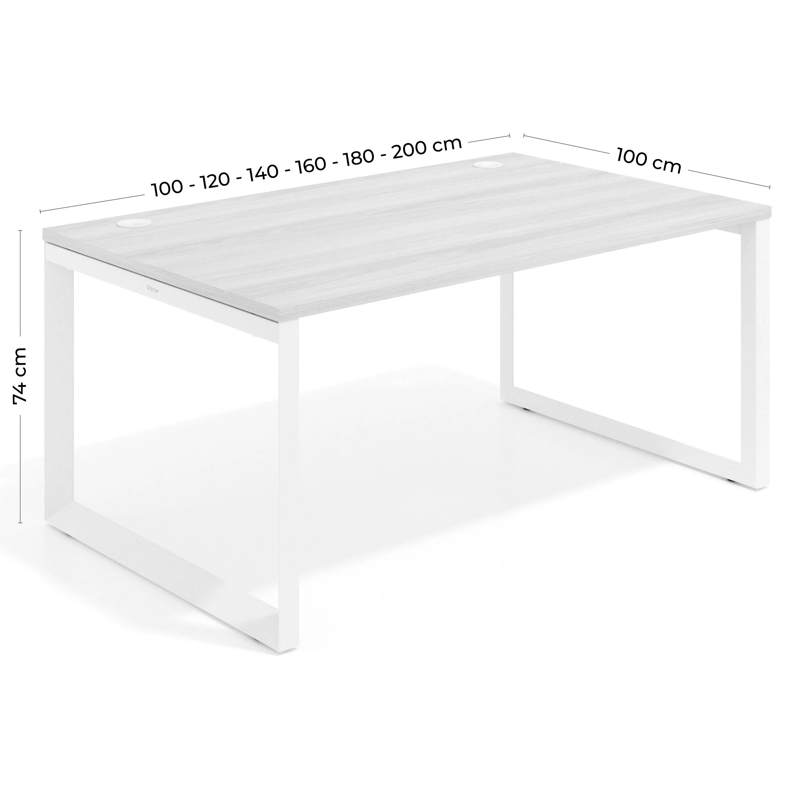 Mesa de despacho ejecutiva Delta fondo 100cm, estructura negra