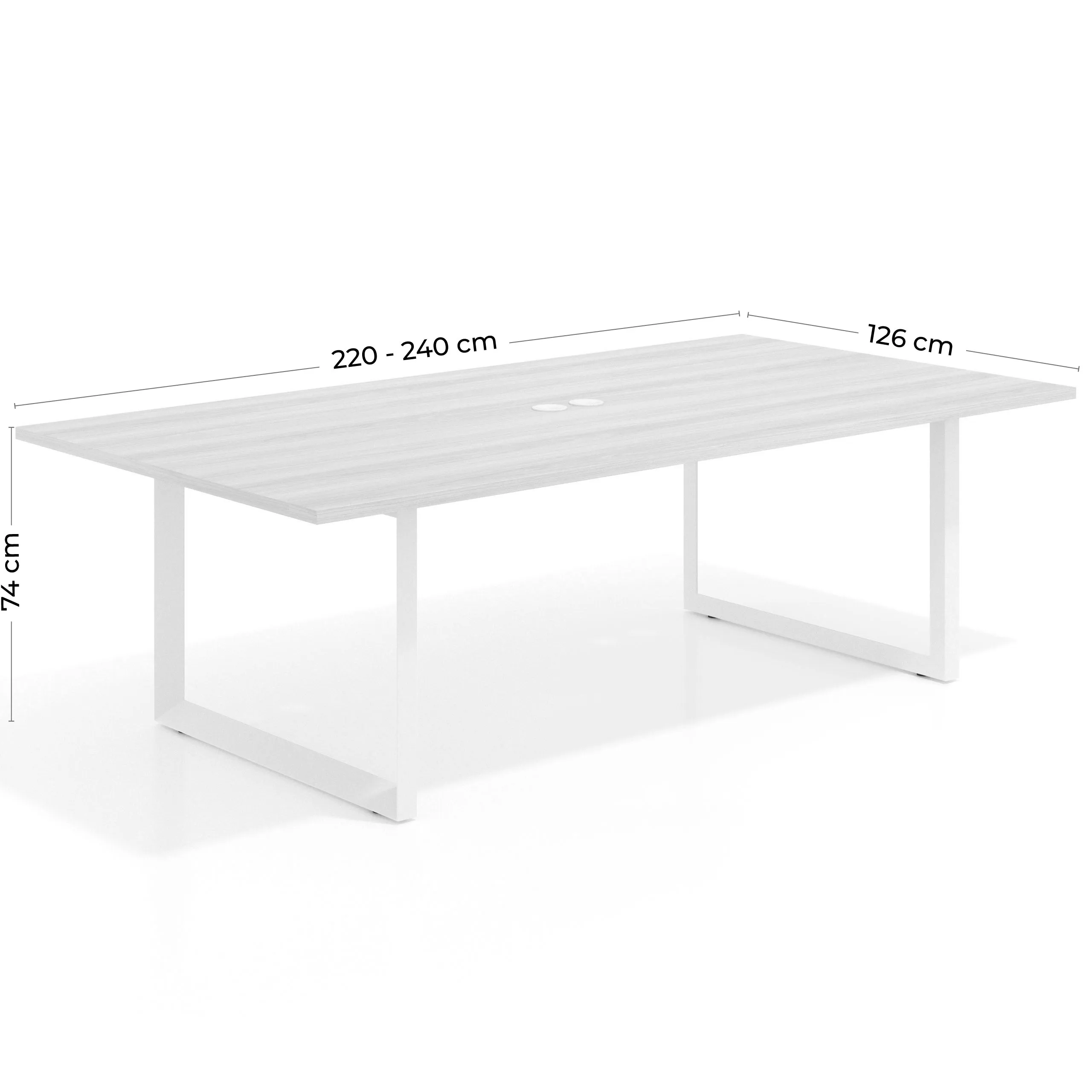 Mesa para reuniones rectangular fondo 126 cm, estructura blanca