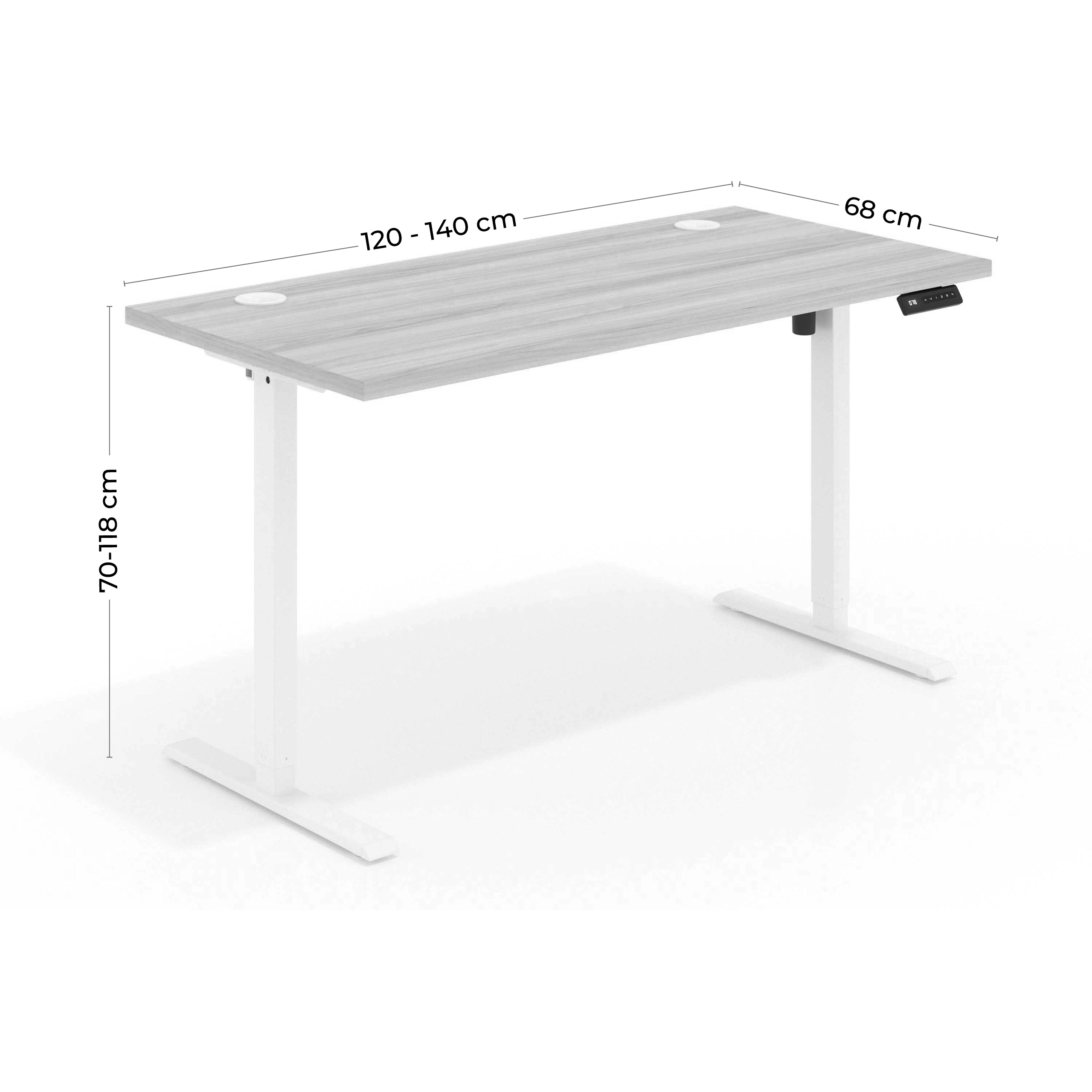 Escritorio Elevable Erghos Basic estructura blanca canto recto