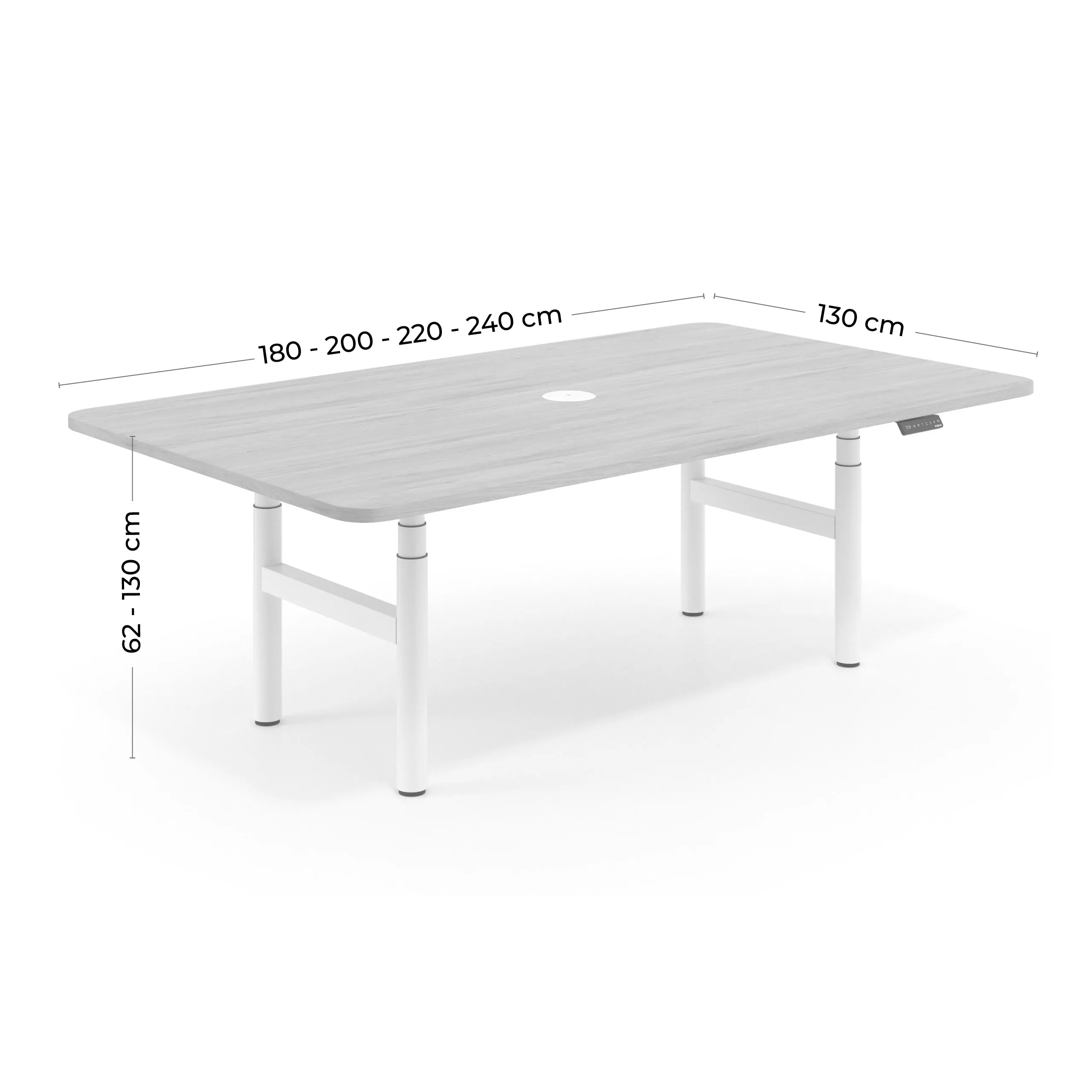 Mesa de Reuniones Elevable Erghos Core estructura blanca canto curvo