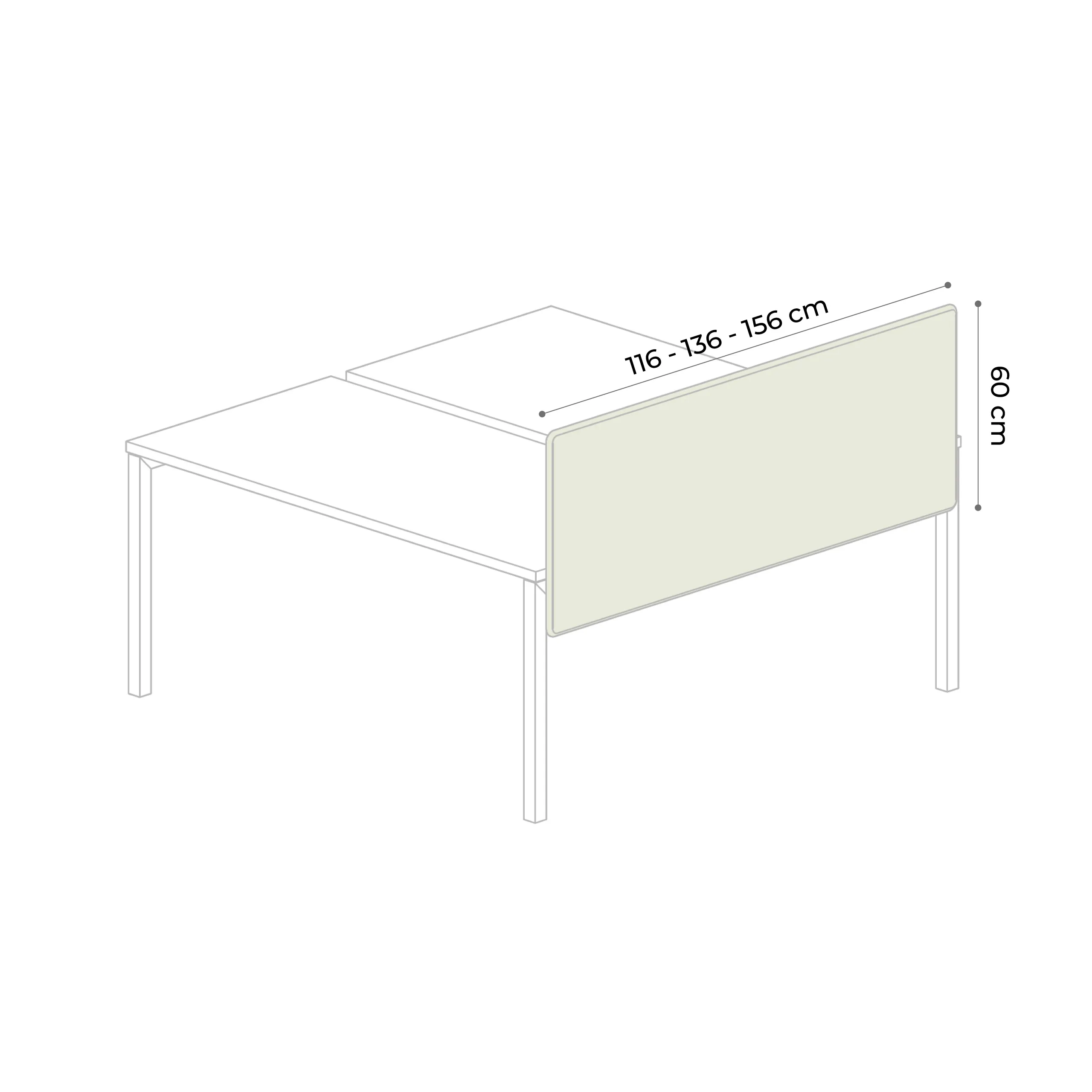 Divisor lateral mesa multipuesto individual Hover tapizado