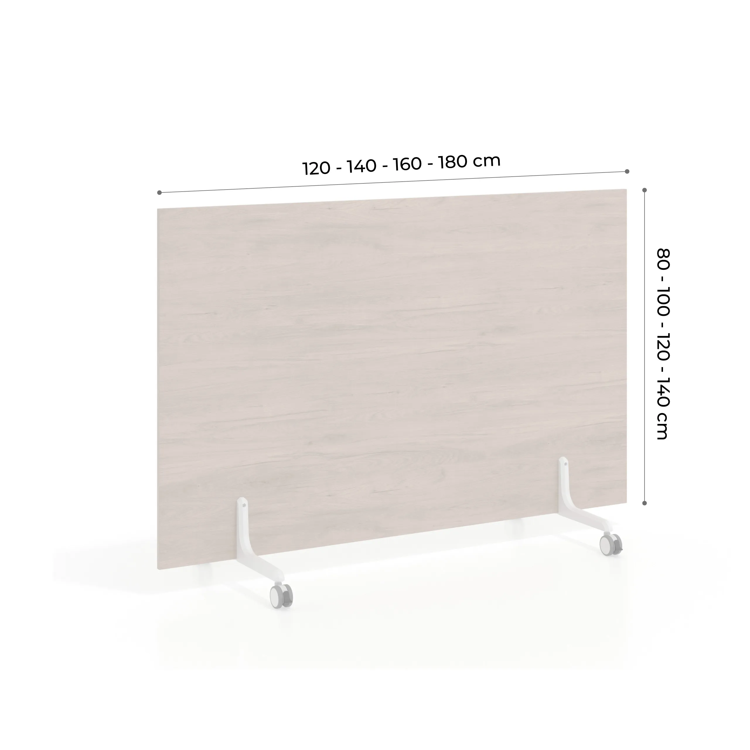 Biombo separador pared móvil Hover en melamina, posición horizontal, alto 80cm