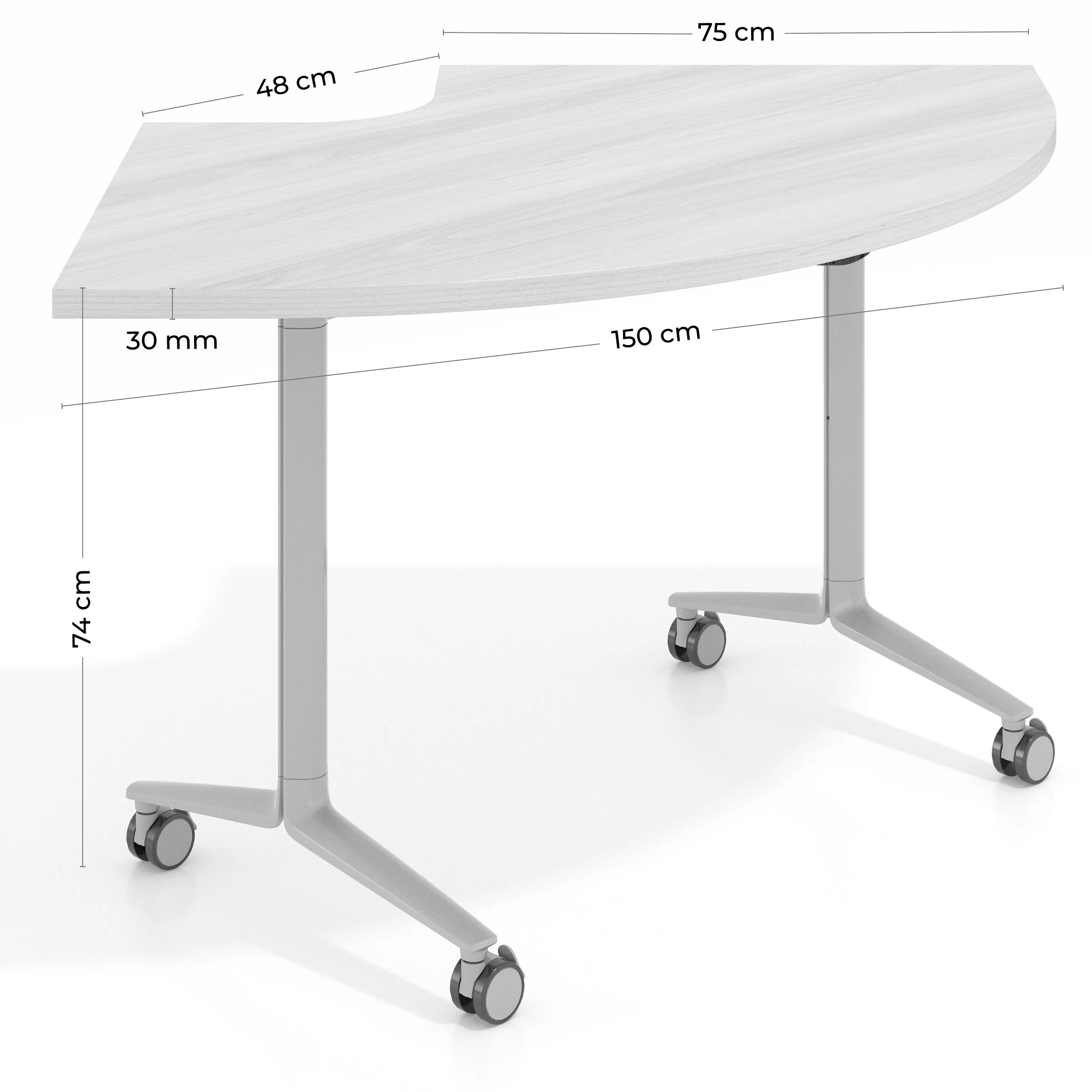 Mesa plegable pivot corner, estructura blanco, canto 30cm
