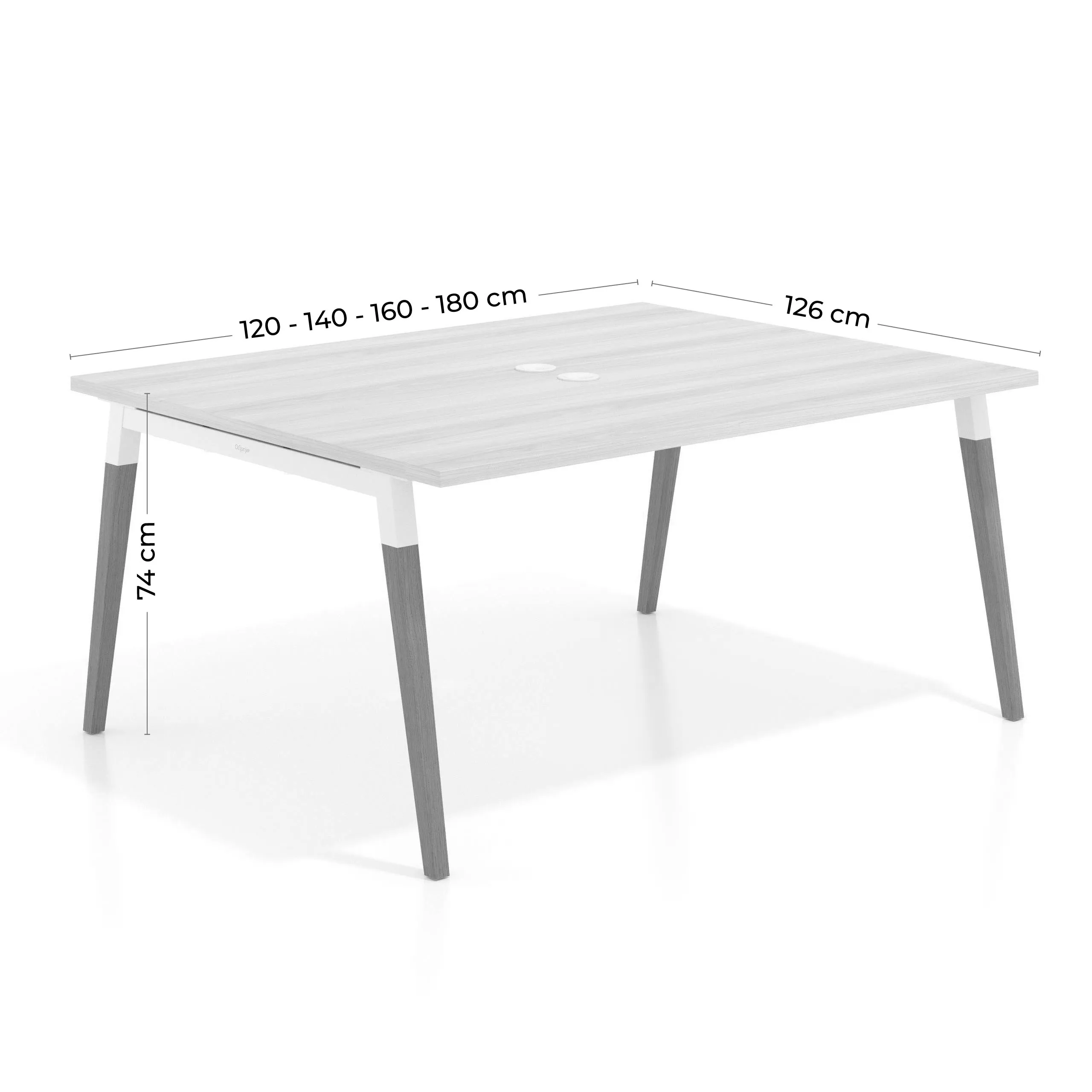Mesa coworking de reuniones Arki fondo 126 cm, sobre recto