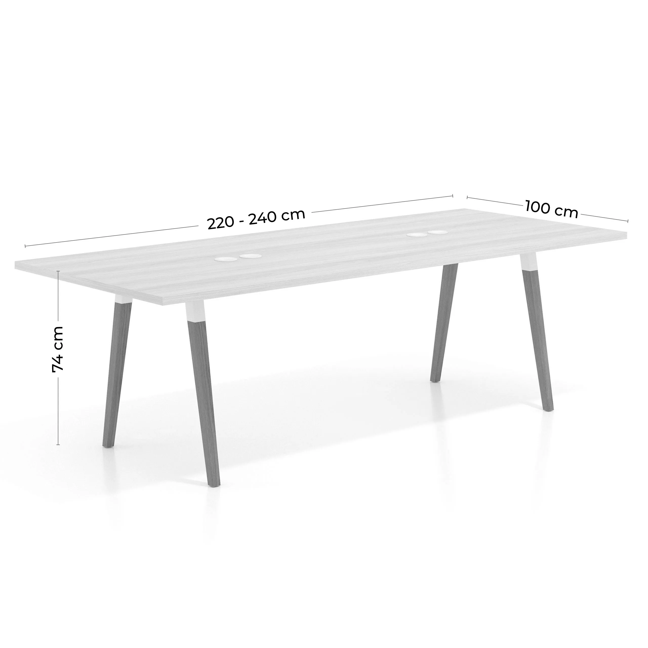 Mesa de juntas rectangular Arki con encimera continua fondo 126 cm