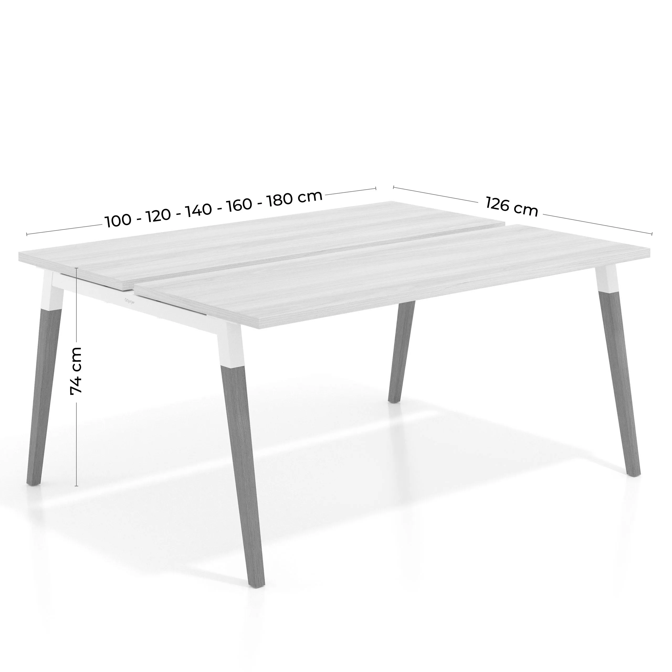 Mesa de oficina multipuesto Arki para 2 personas fondo 126 cm