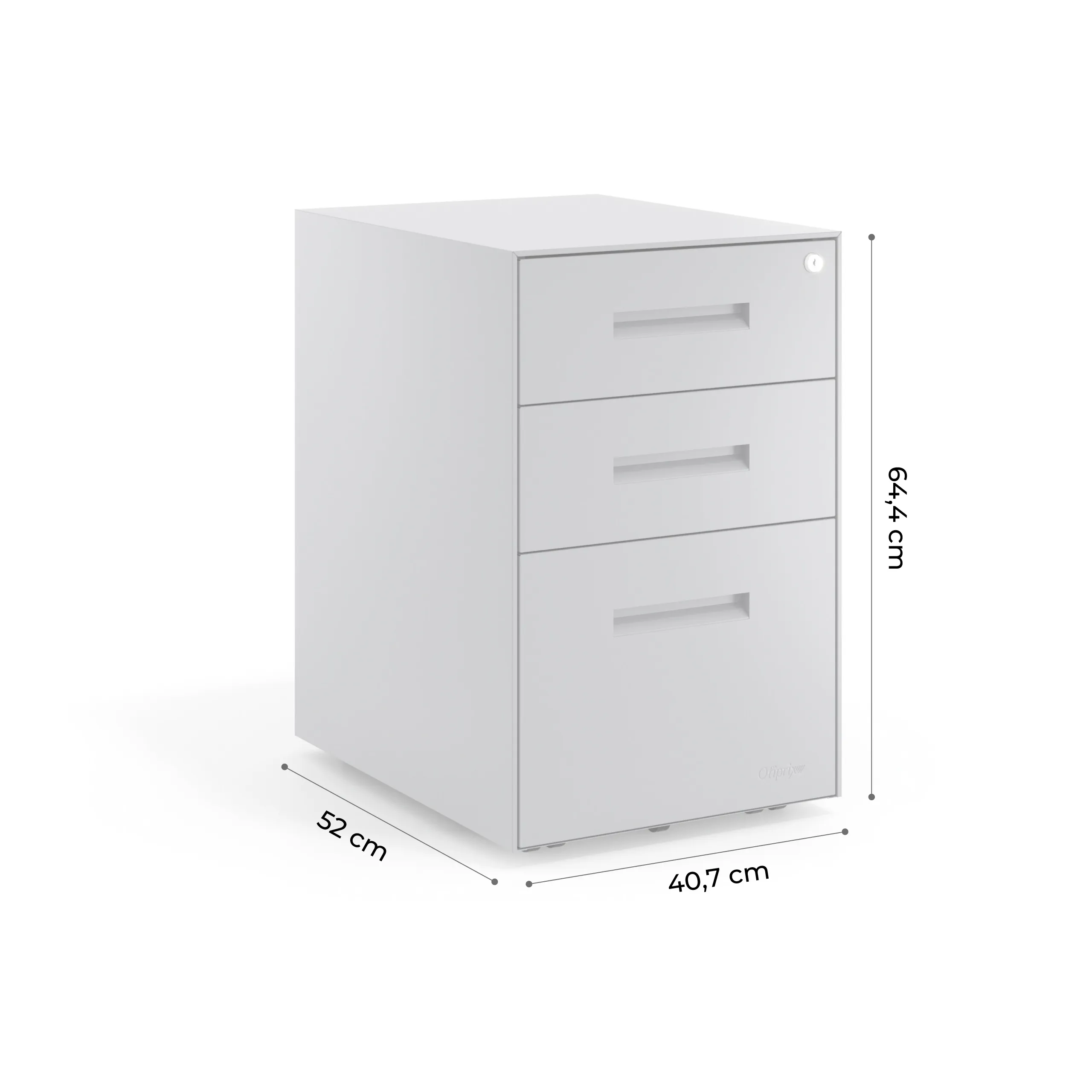 Cajonera de oficina Strong 2 cajones + archivo estructura blanco frontales metal
