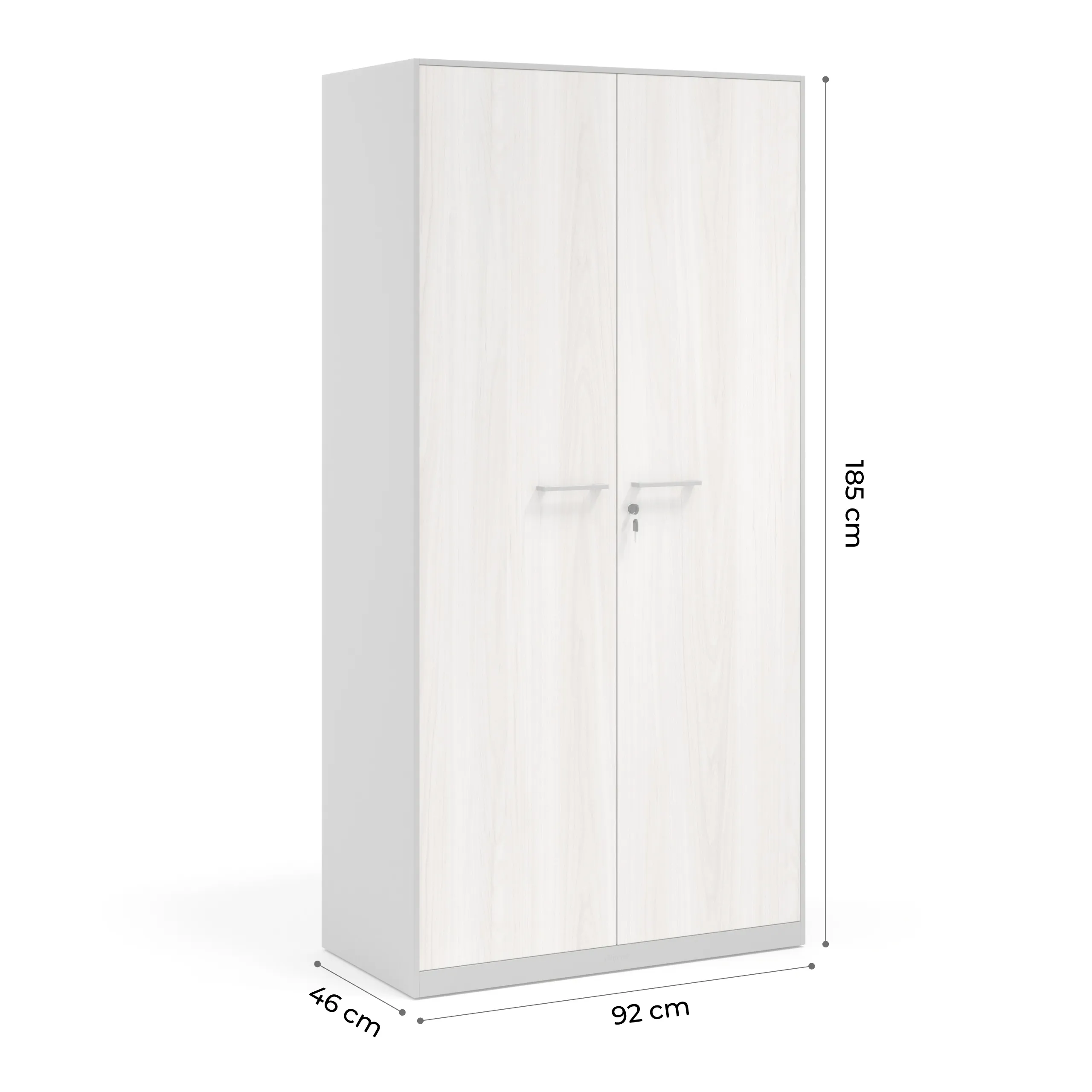 Armario de oficina metálico con puertas de melamina Strong 185x92cm, estructura aluminio