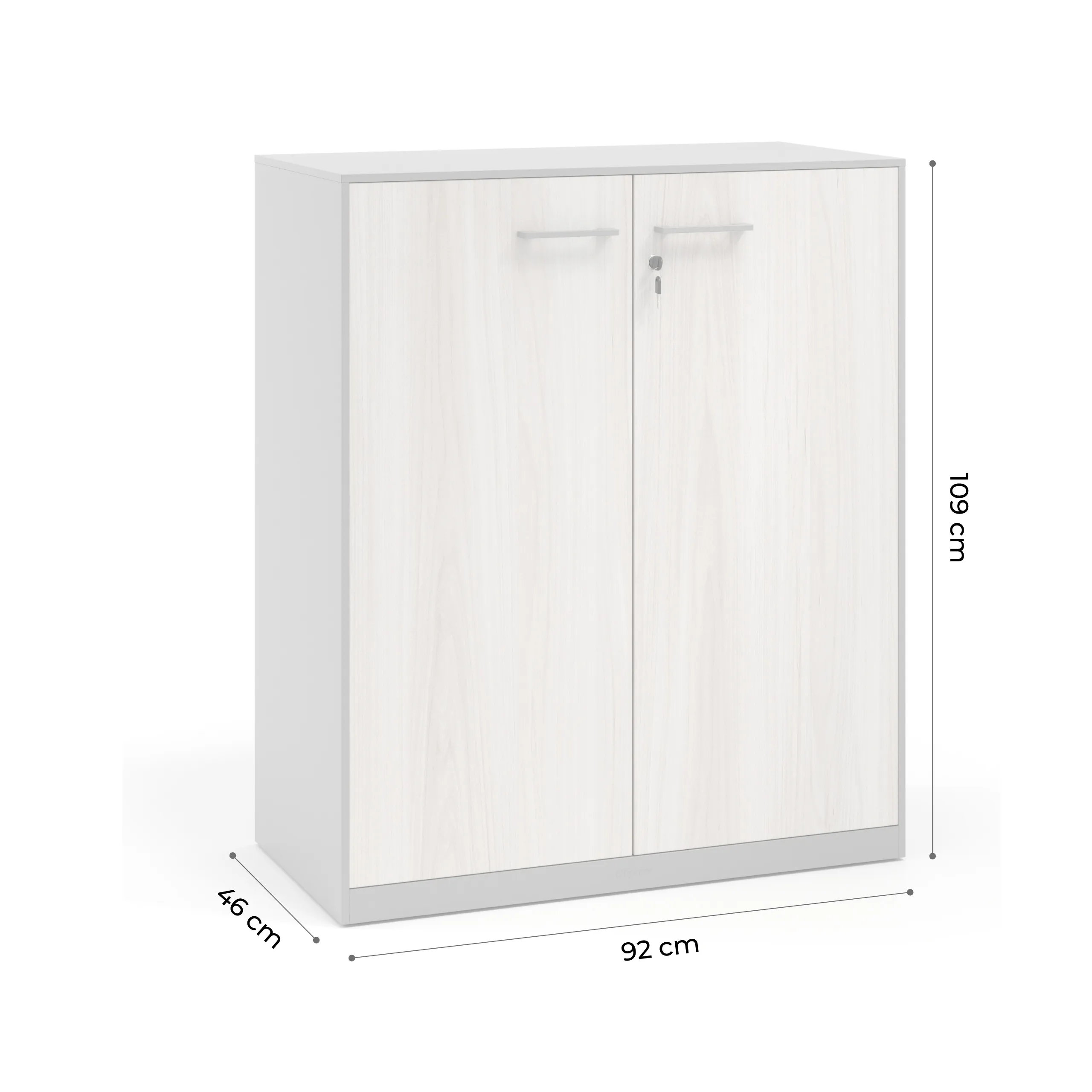 Armario metálico para oficina con puertas de melamina Strong 109x92cm, estructura aluminio
