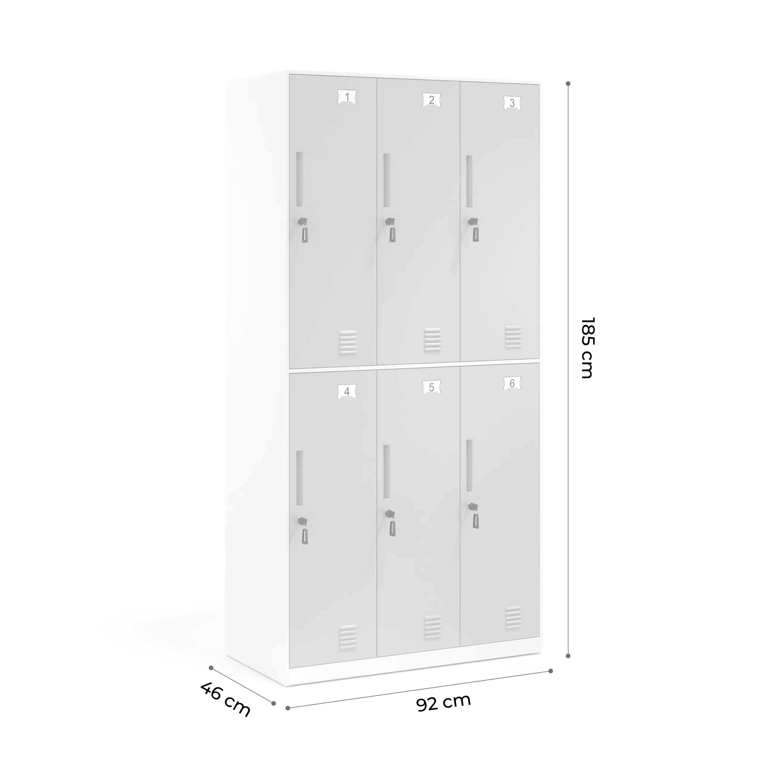 Taquilla de vestuario Strong 6 puertas 185x92cm, estructura blanca