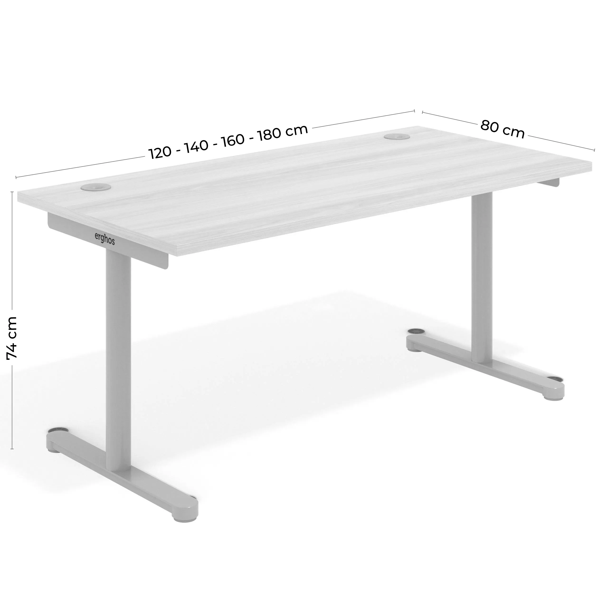 Mesa de Escritorio Tdesk, fondo 80cm, estructura negra, sobre recto