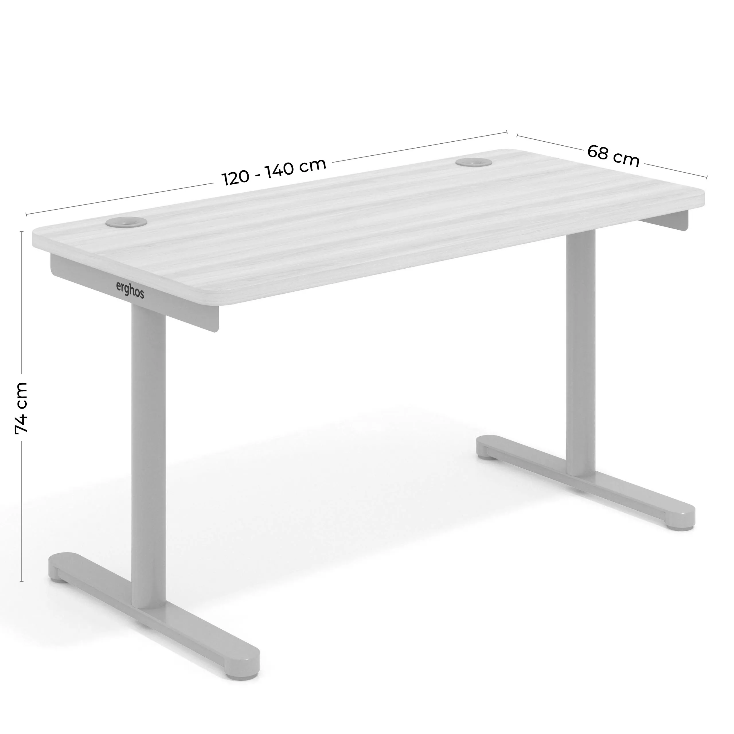 Mesa de Escritorio pata en T, fondo 68cm, estructura negra, sobre ergonómico