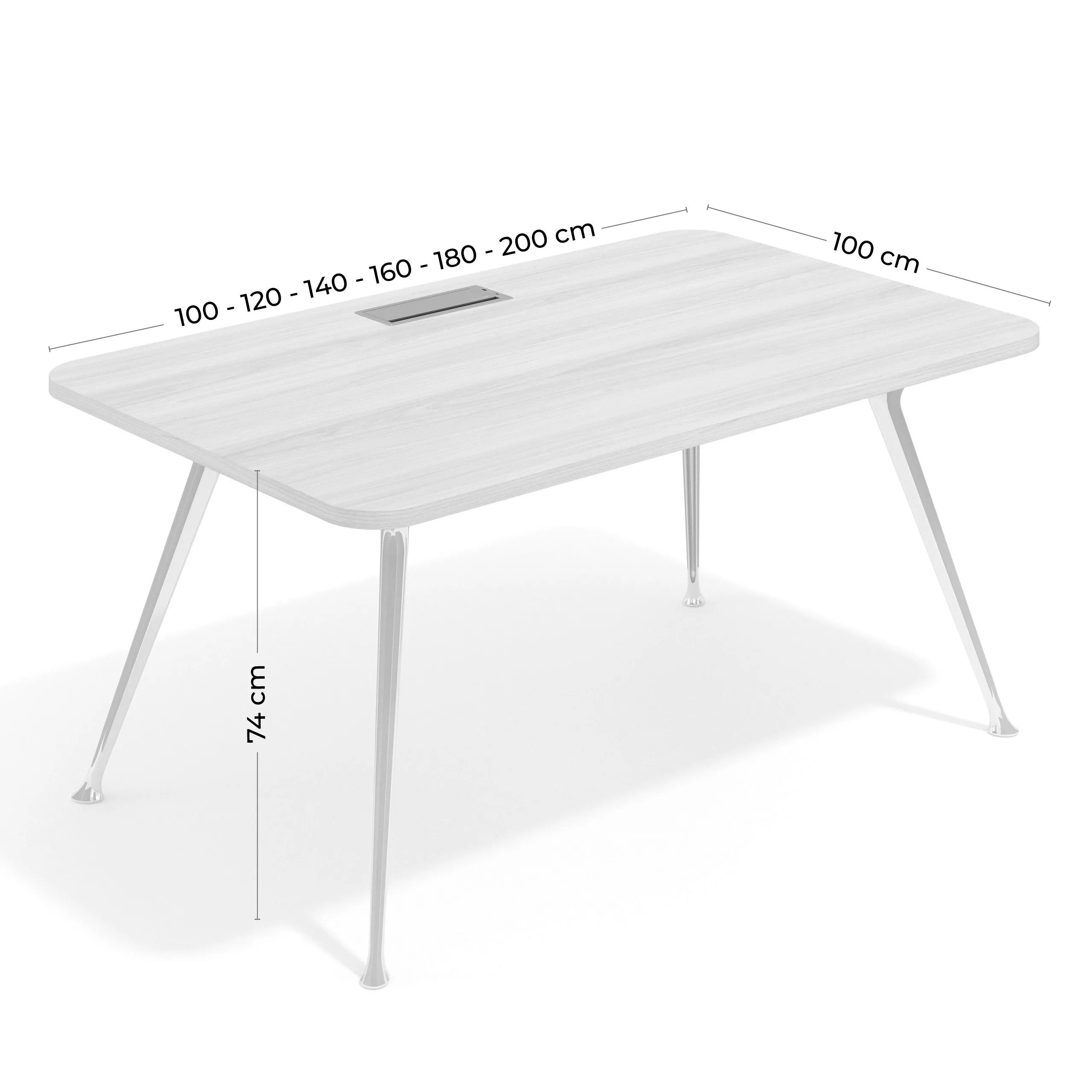 Mesa de dirección Tekno, patas de aluminio inyectado, estructura cromada