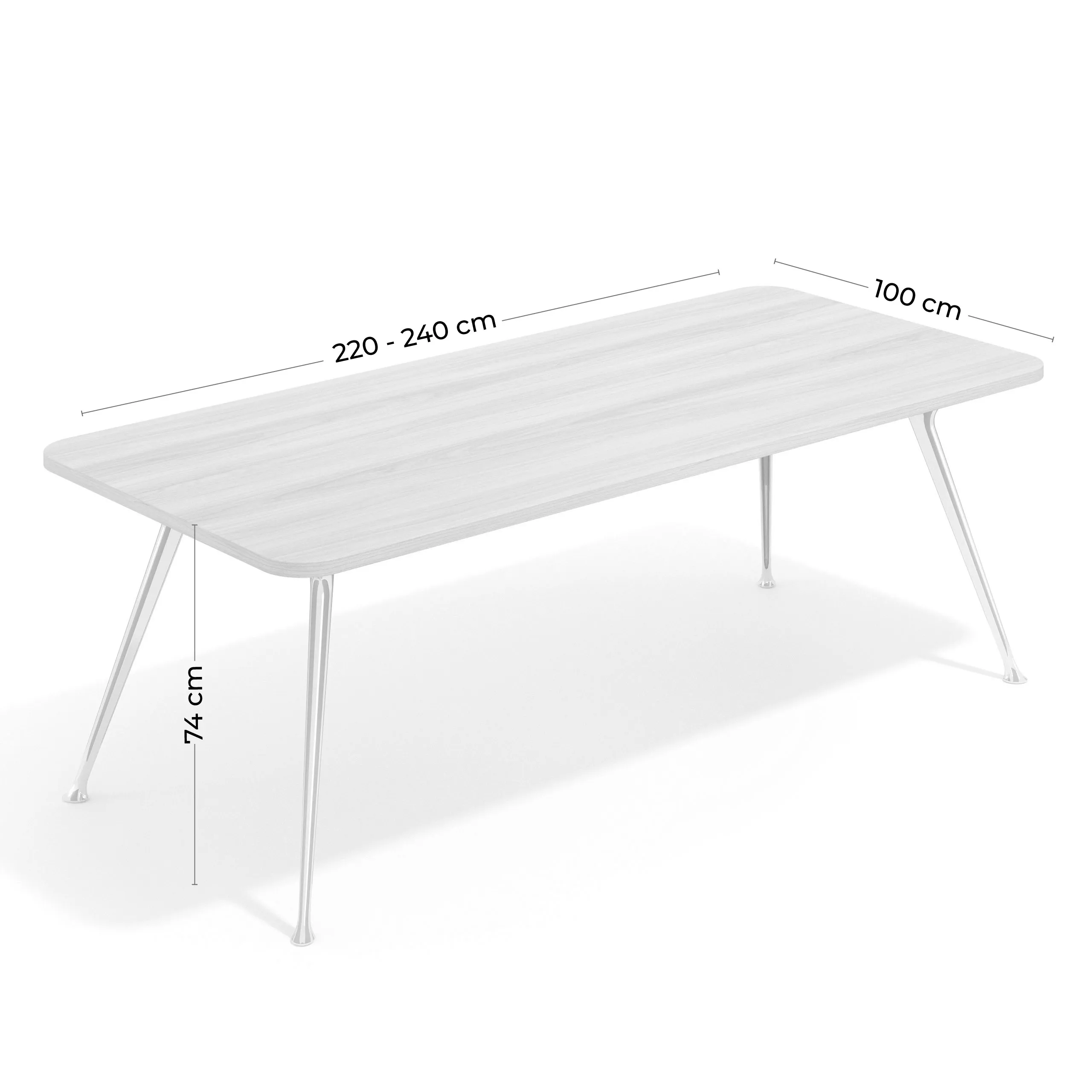 Mesa de oficina Tekno fondo 100, patas aluminio inyectado, estructura cromada
