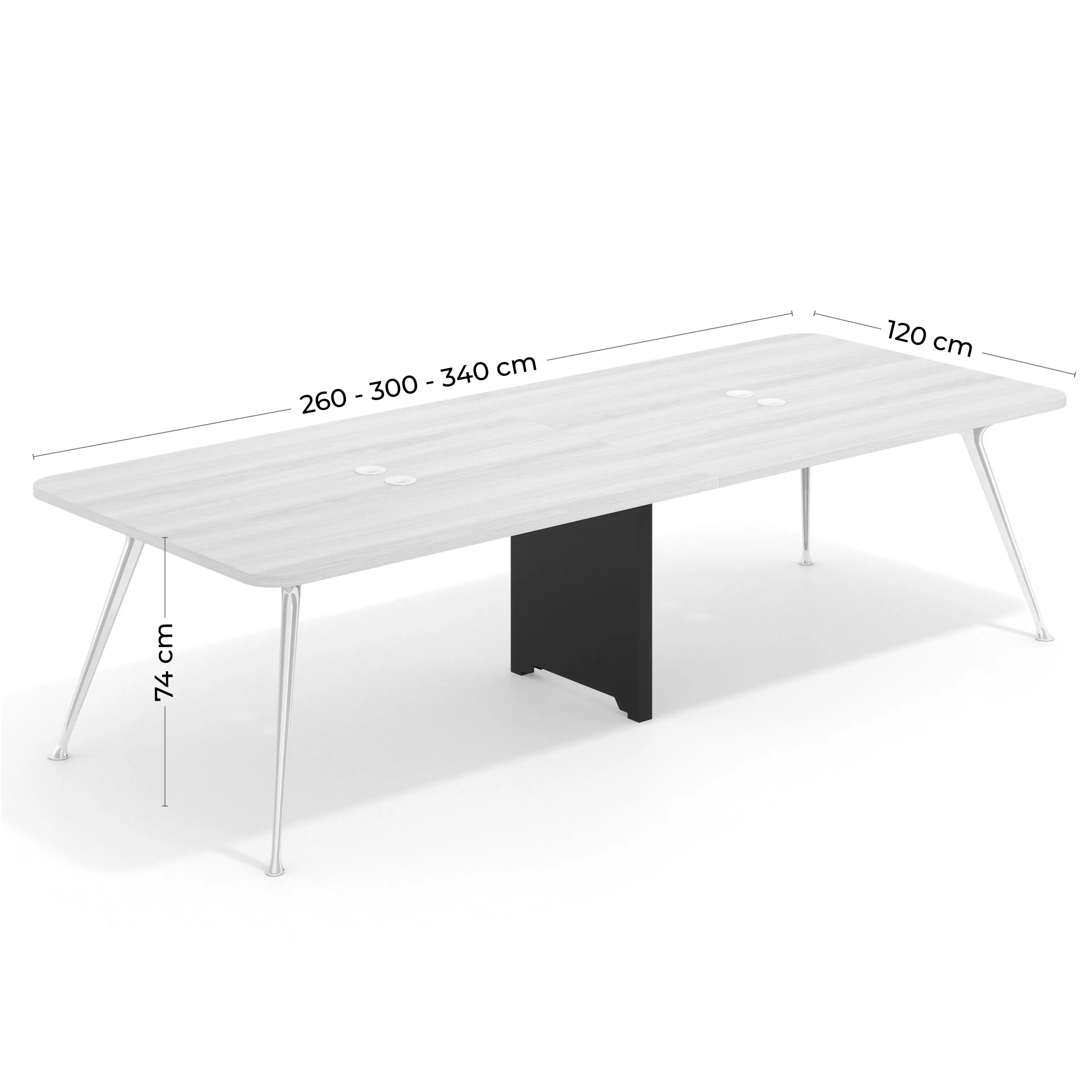 Mesa de reuniones Tekno fondo 120, patas aluminio inyectado, estructura negra