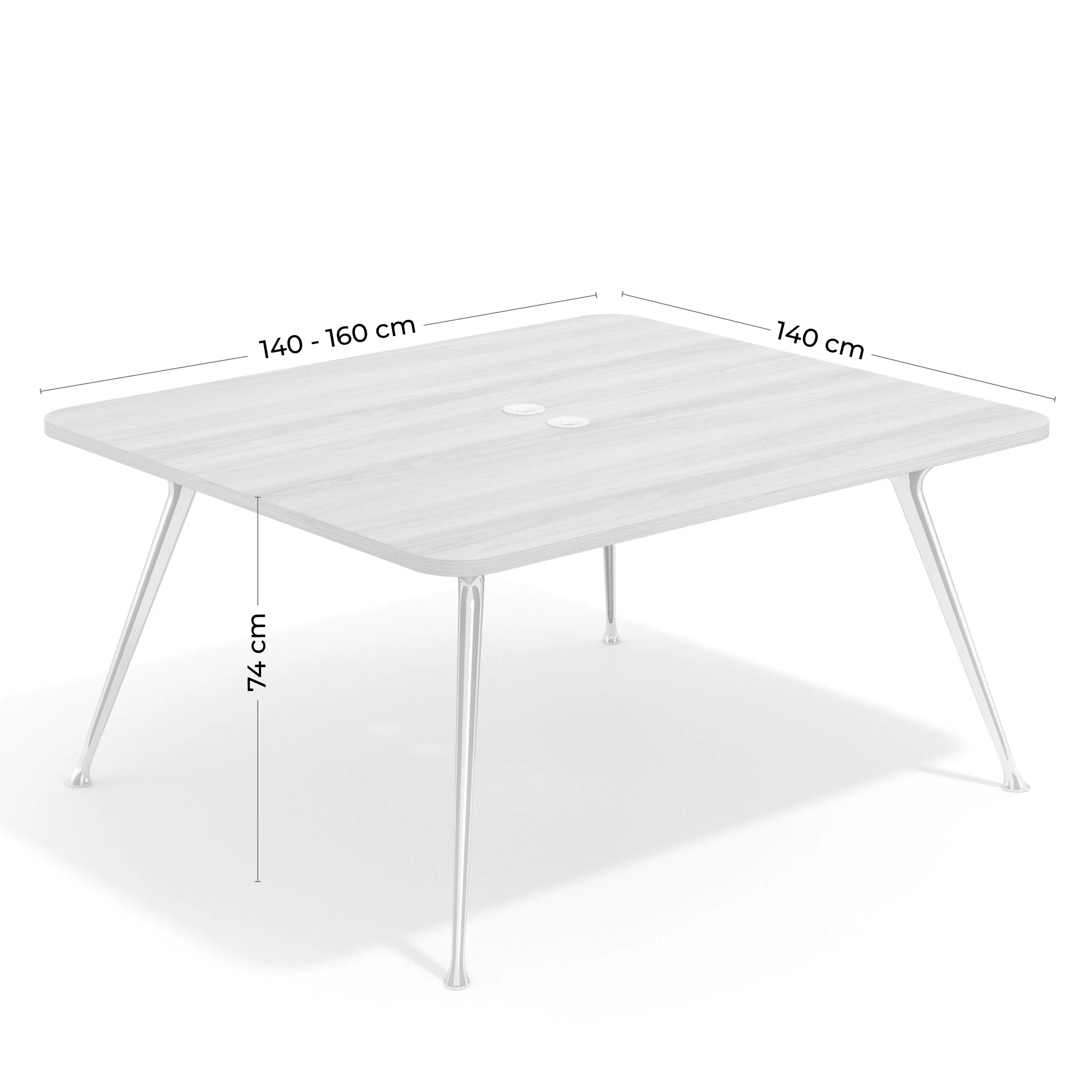 Mesa de reuniones Tekno fondo 140, patas aluminio inyectado, estructura cromada