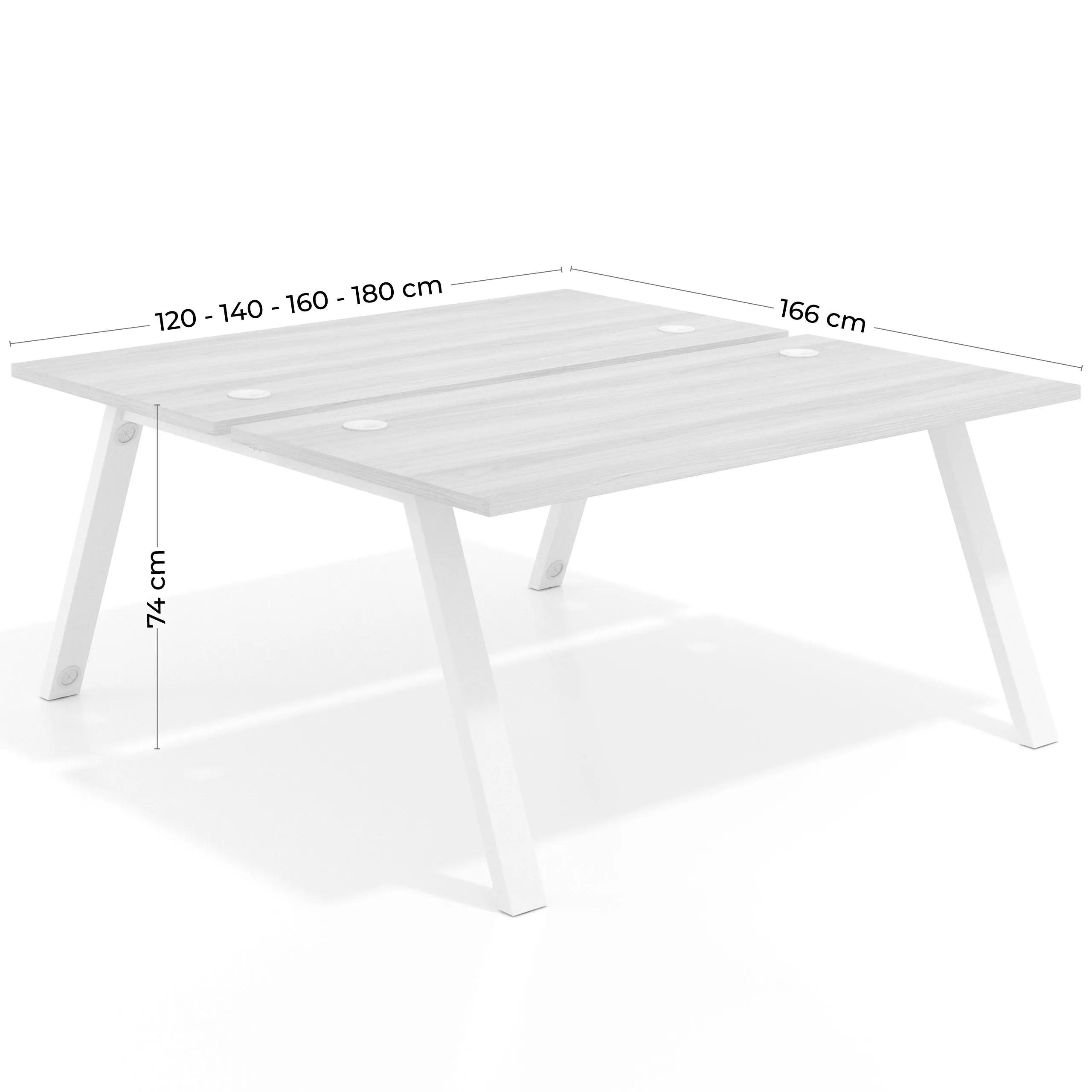 Mesa multipuesto UvePro Bench fondo 166 cm, estructura blanca