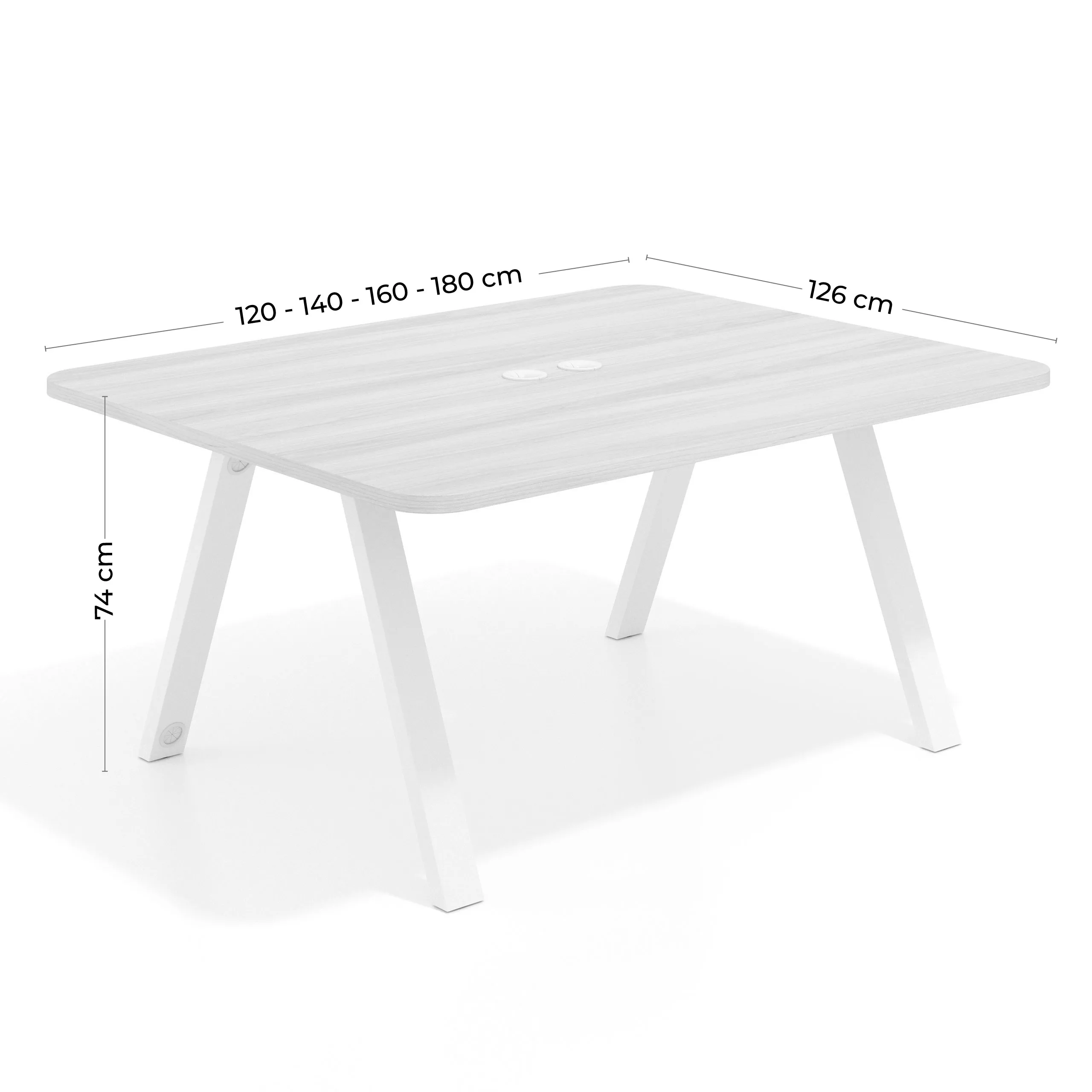 Mesa de oficina doble UvePro fondo 126, cantos redondeados, estructura negra/madera