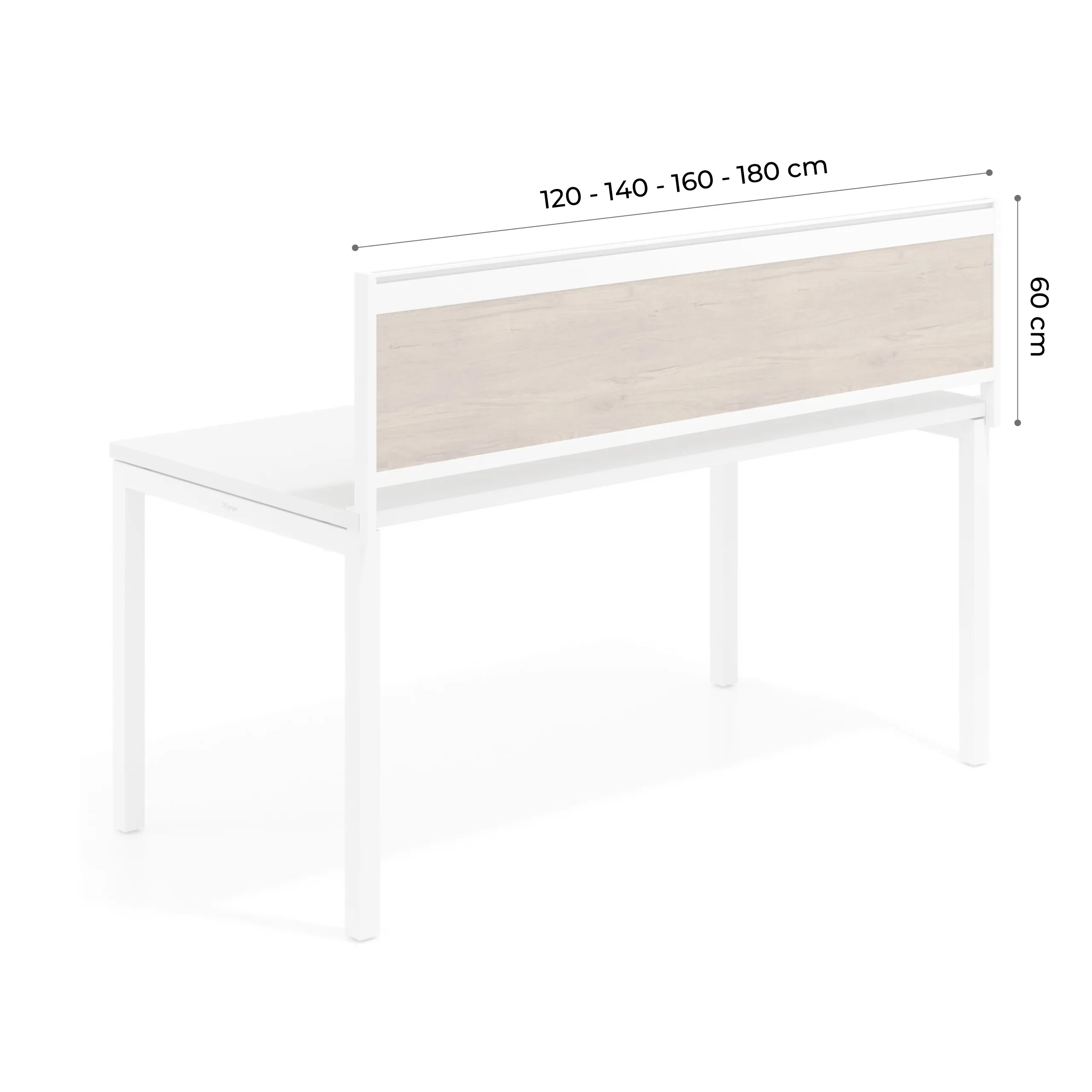 Separador de aluminio Wall para mesa individual en melamina, estructura blanca
