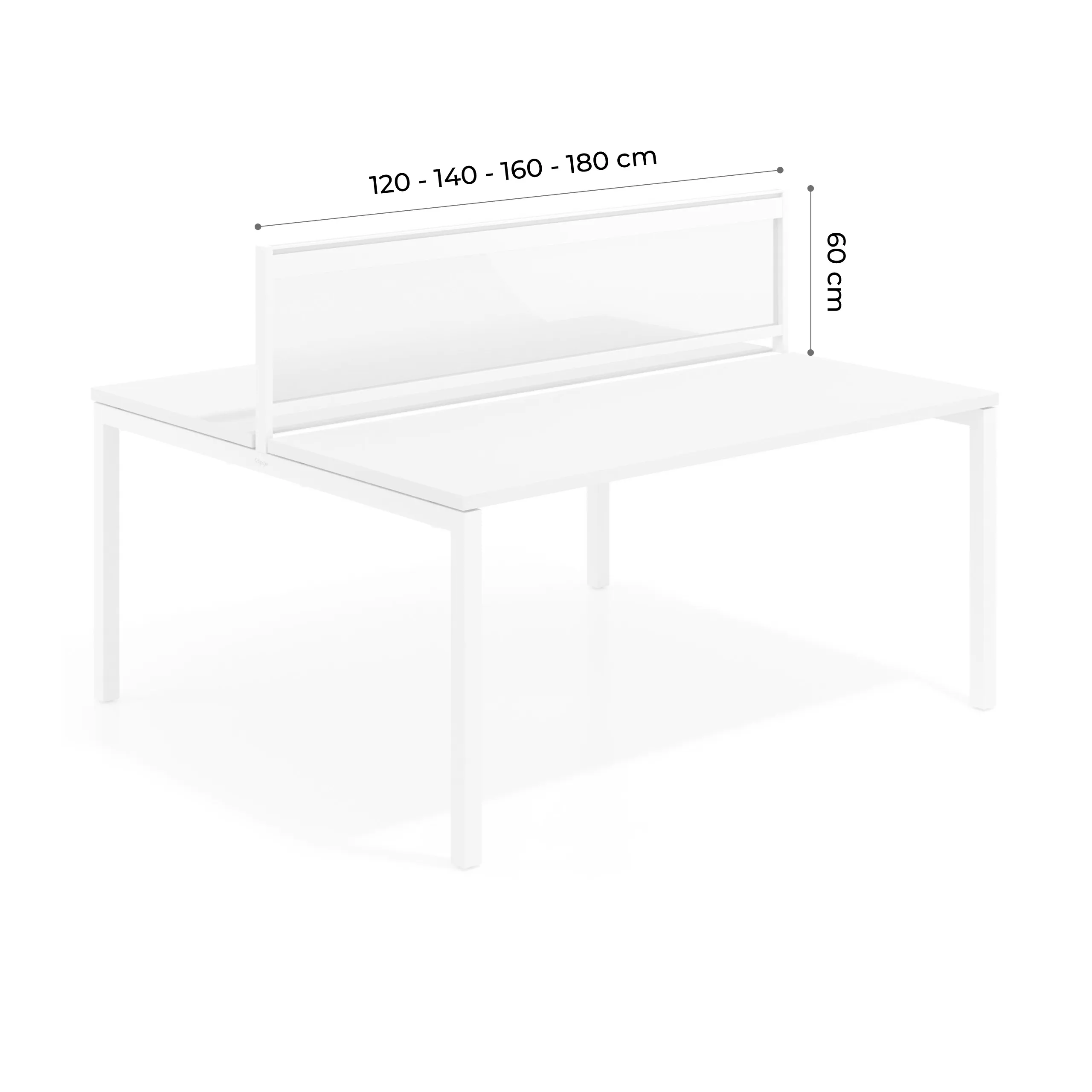 Separador de aluminio Wall para mesa multipuesto metacrilato