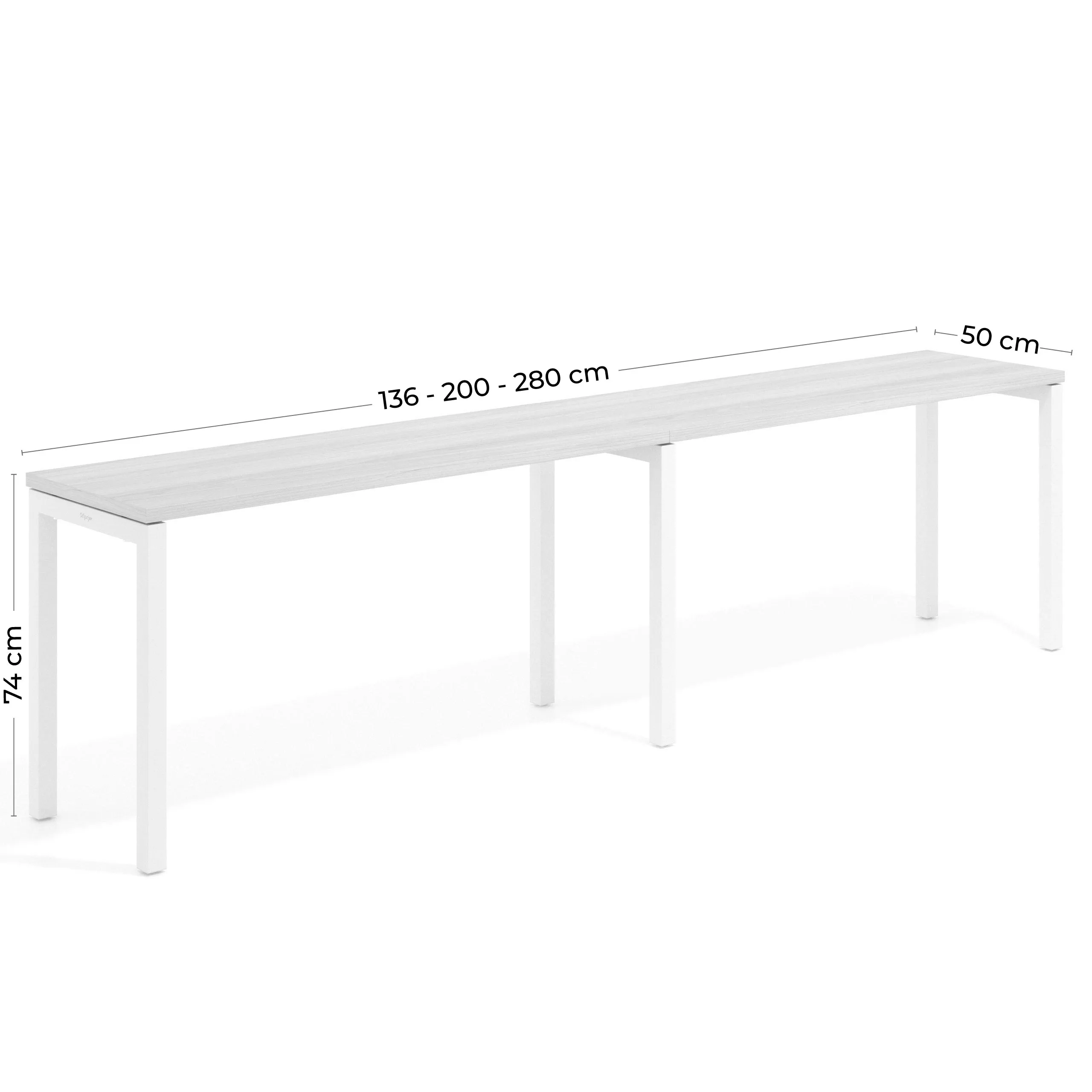 Mesa de formación progresiva doble Kube, fondo 50cm, estructura blanco