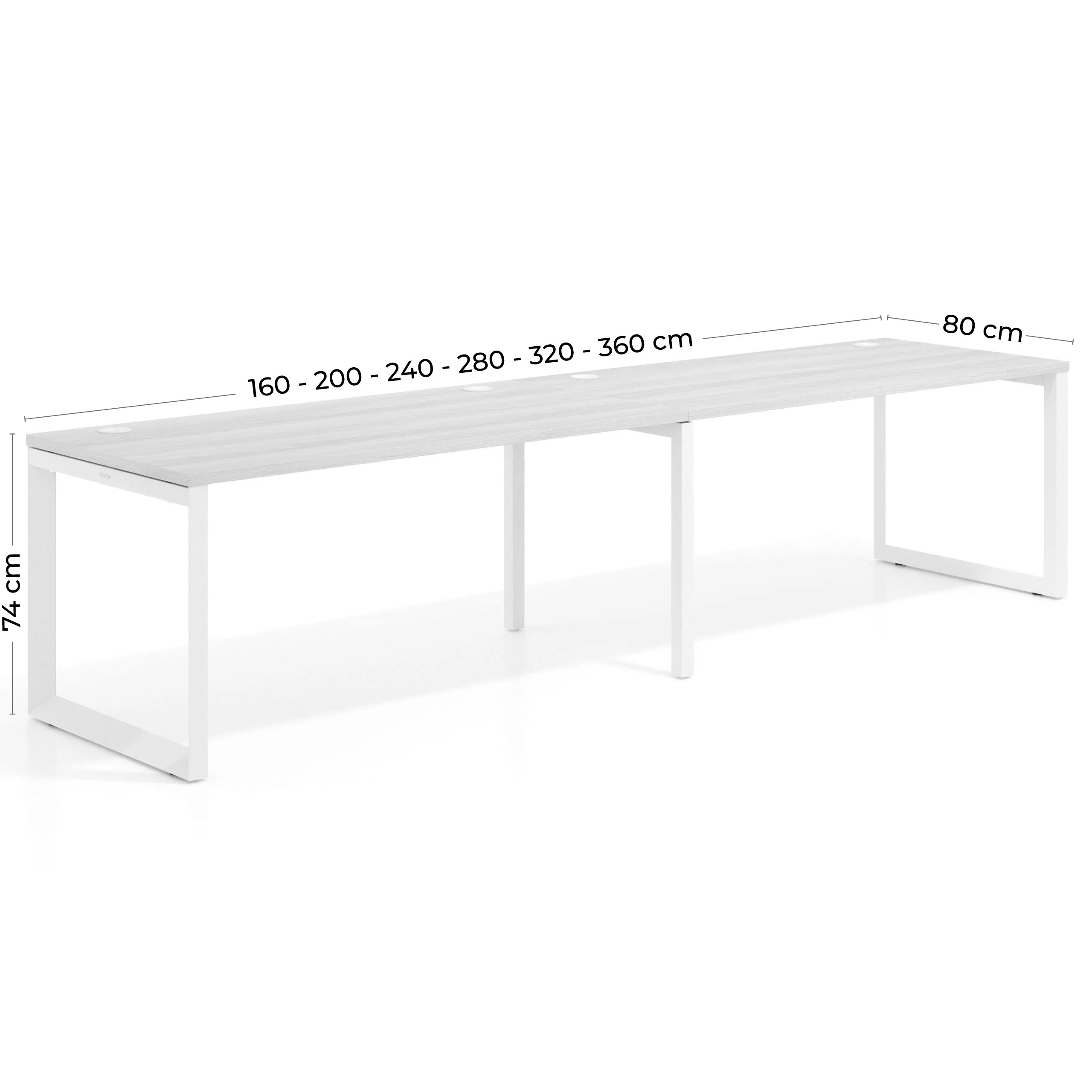 Mesa de oficina progresiva Delta doble, fondo 80cm, estructura negra