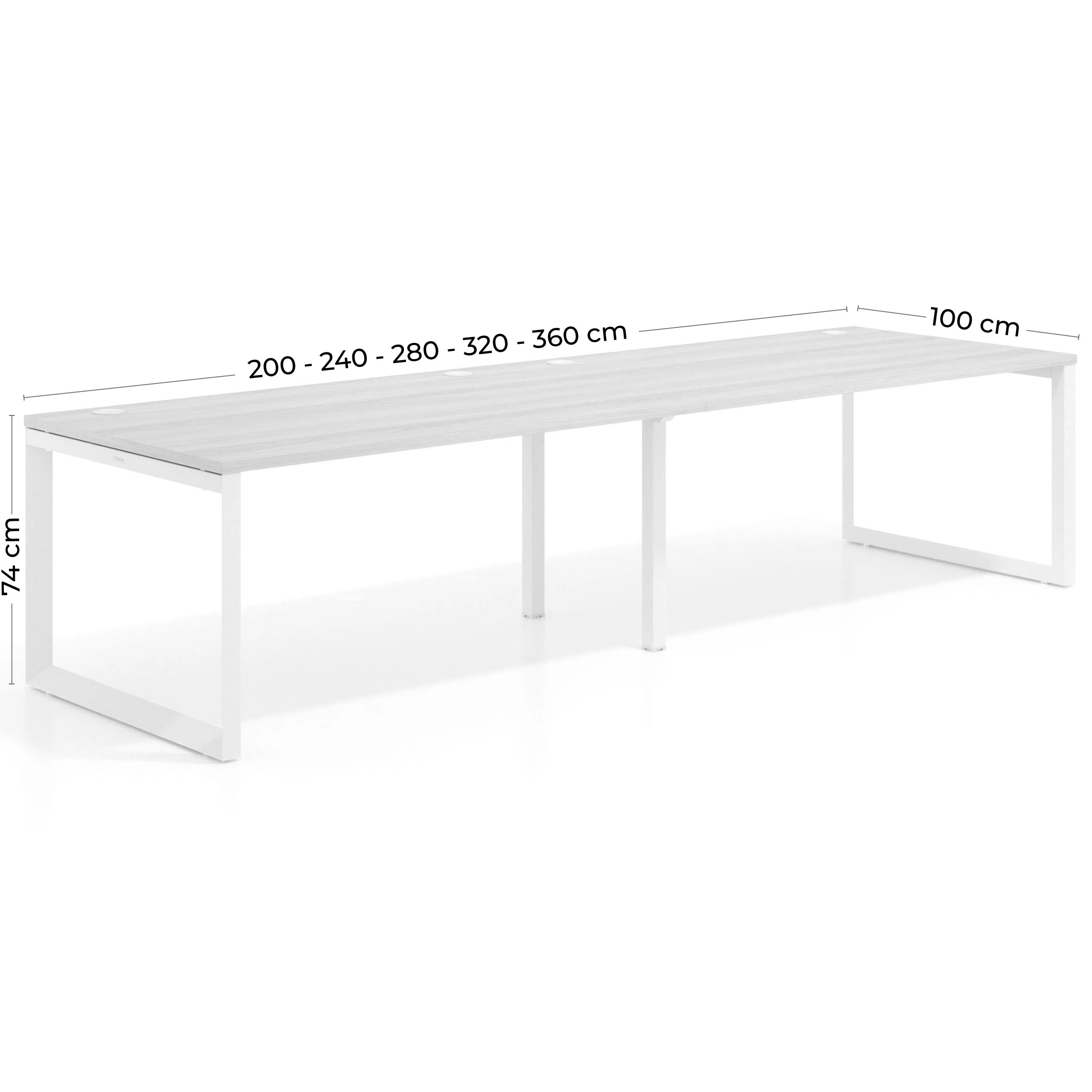 Mesa de despacho progresiva Delta doble, fondo 100cm, estructura blanca