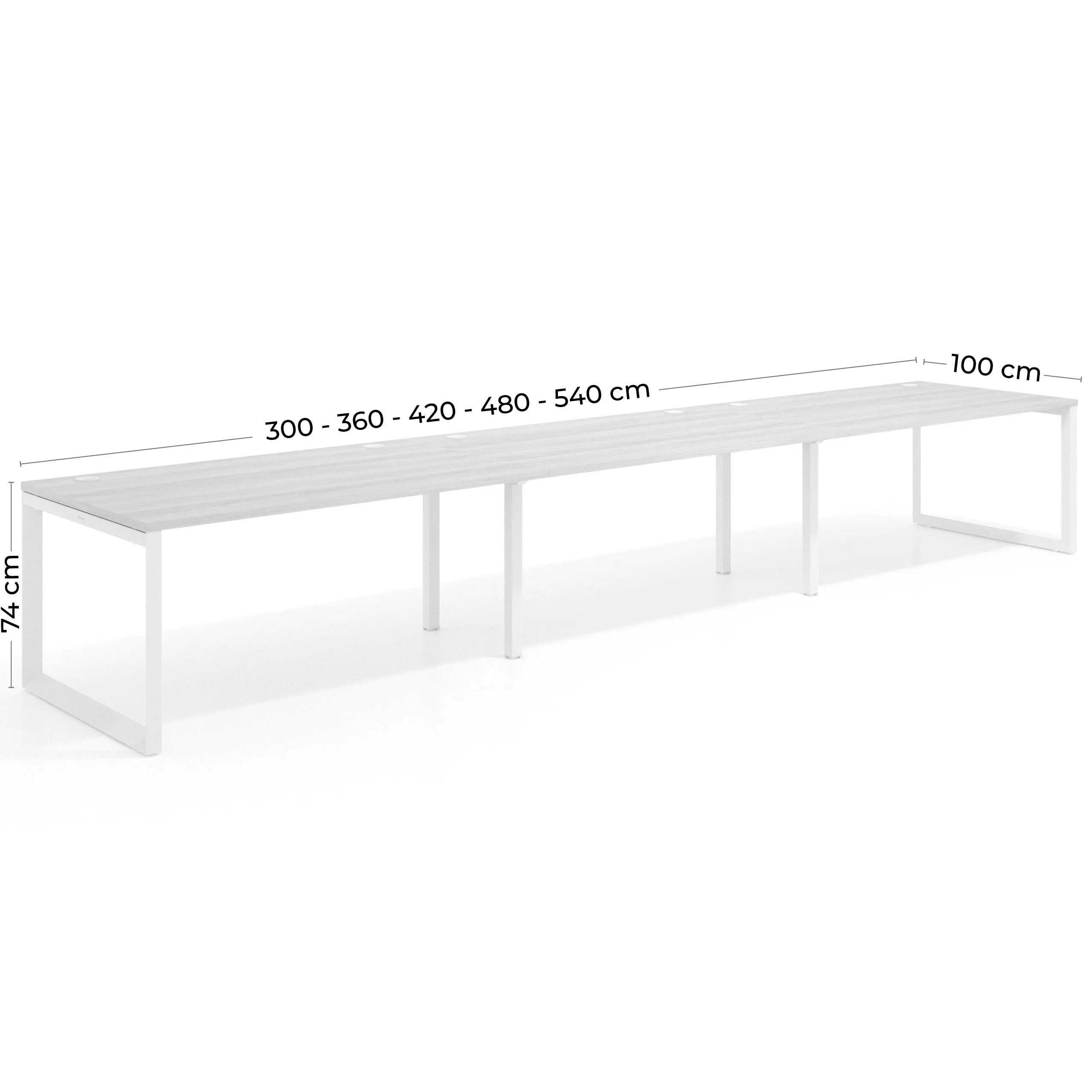 Mesa de despacho progresiva Delta triple, fondo 100cm, estructura blanca