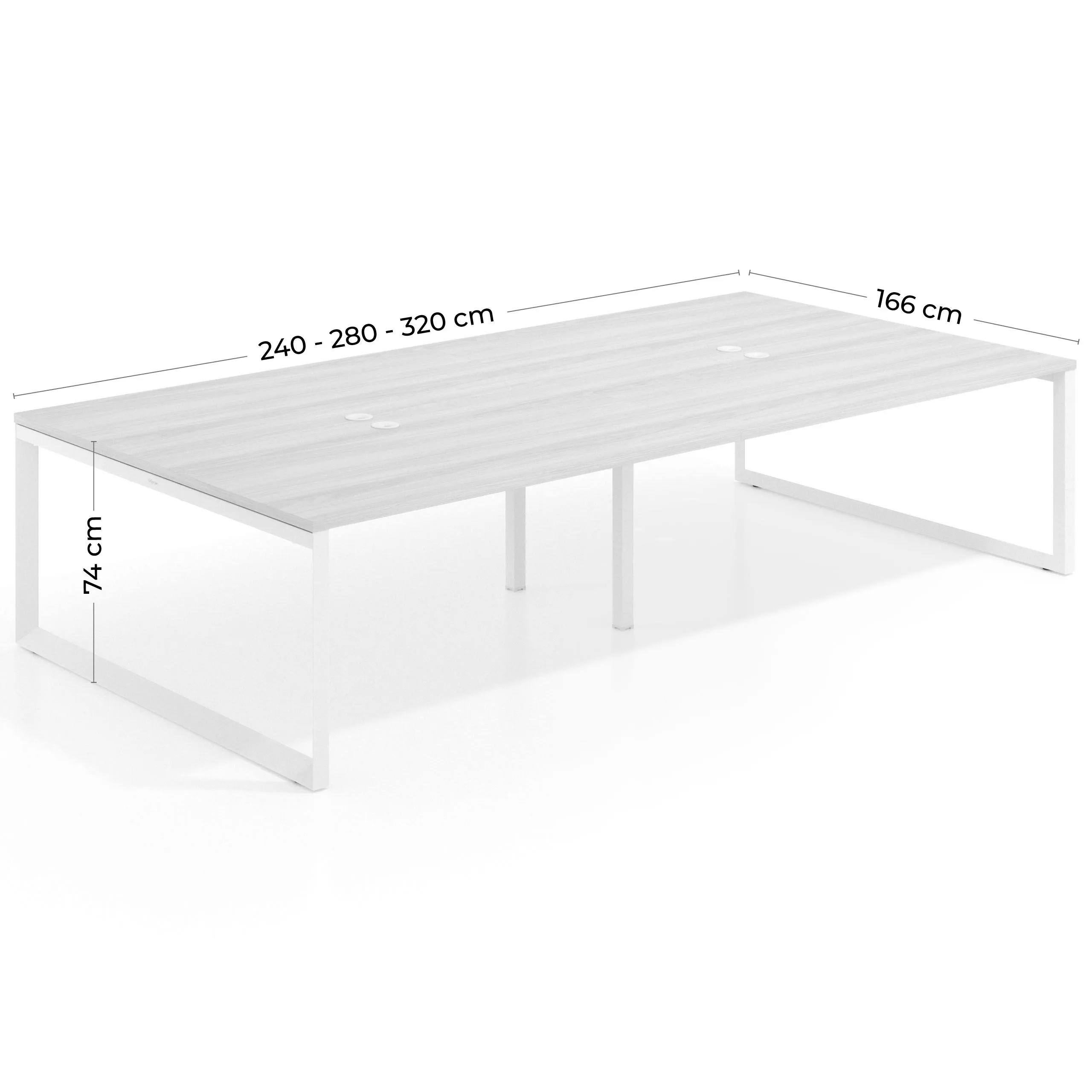 Mesa de juntas rectangular doble fondo 166 cm, estructura negra