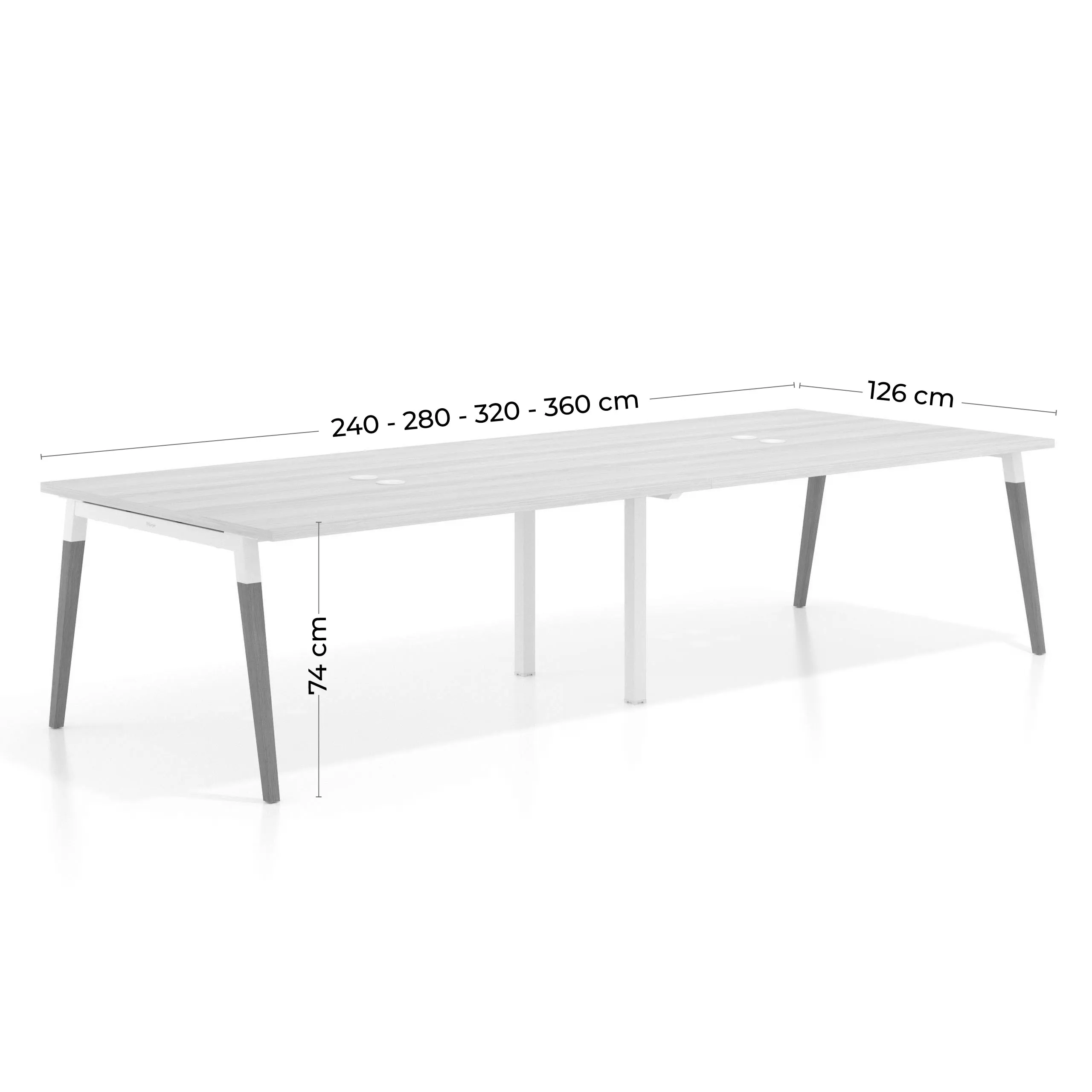 Mesa para reuniones Arki doble con fondo 126 cm, coworking, sobre recto