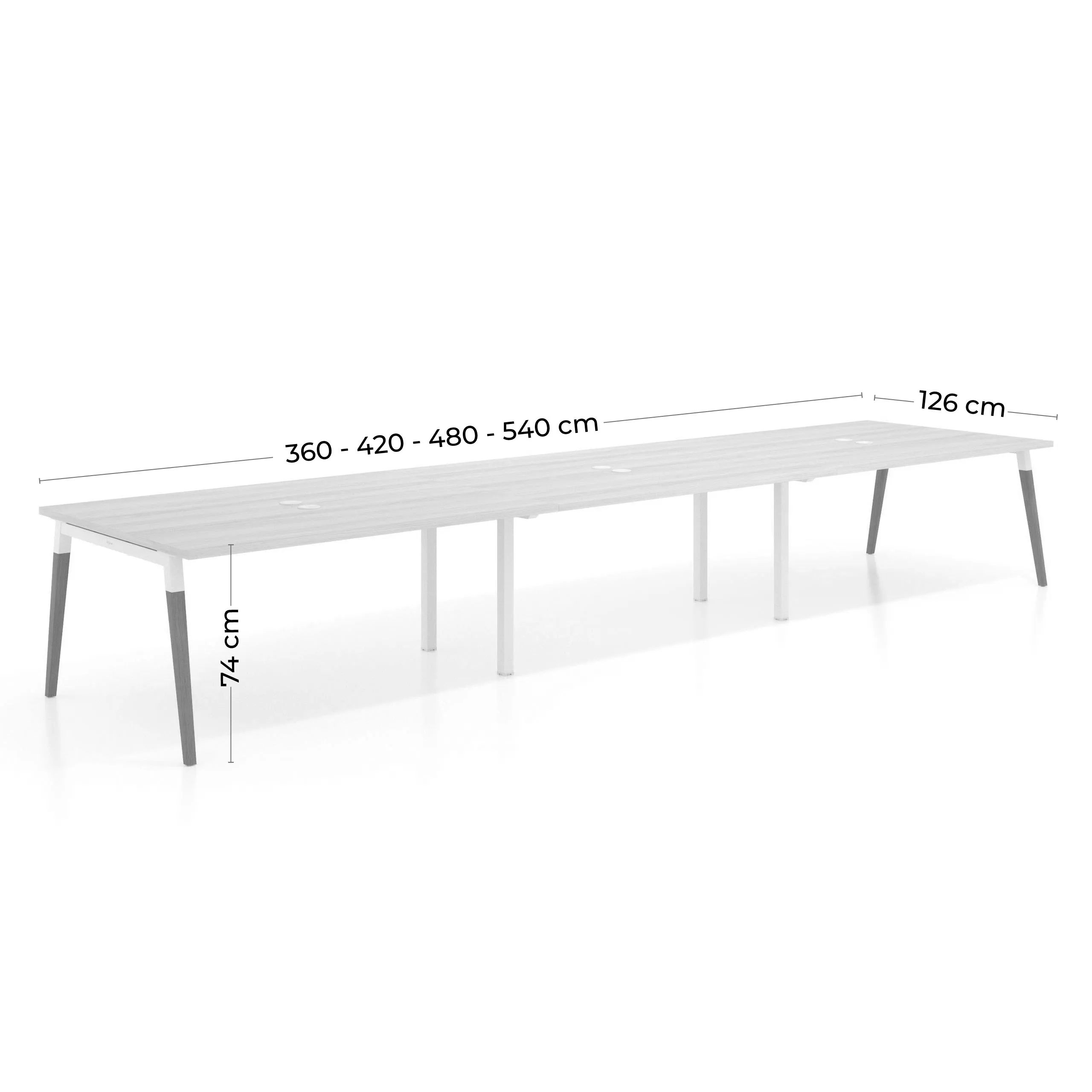 Mesa para reuniones Arki triple con fondo 126 cm, coworking, sobre recto