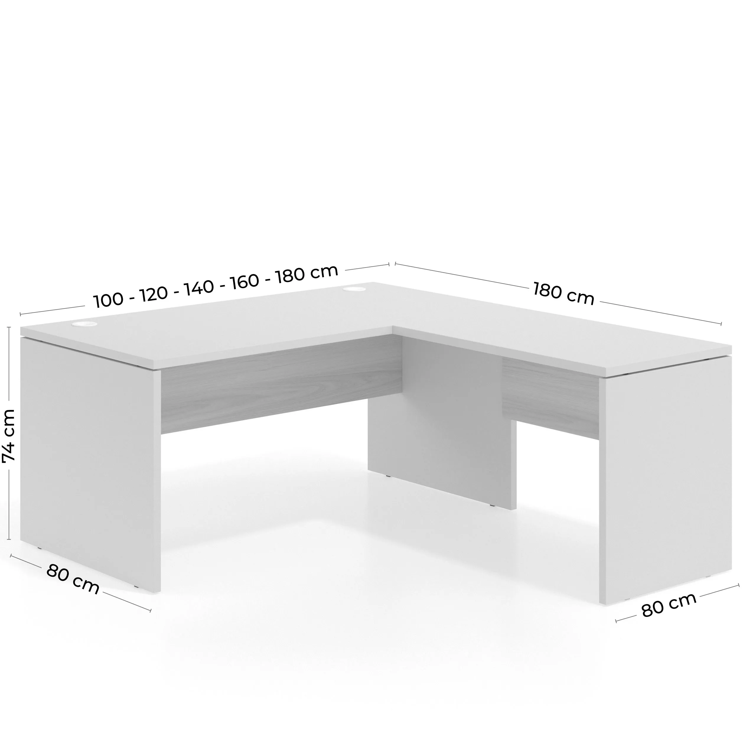 Mesa de Oficina en L Work Plus fondo 80 diseño monocolor