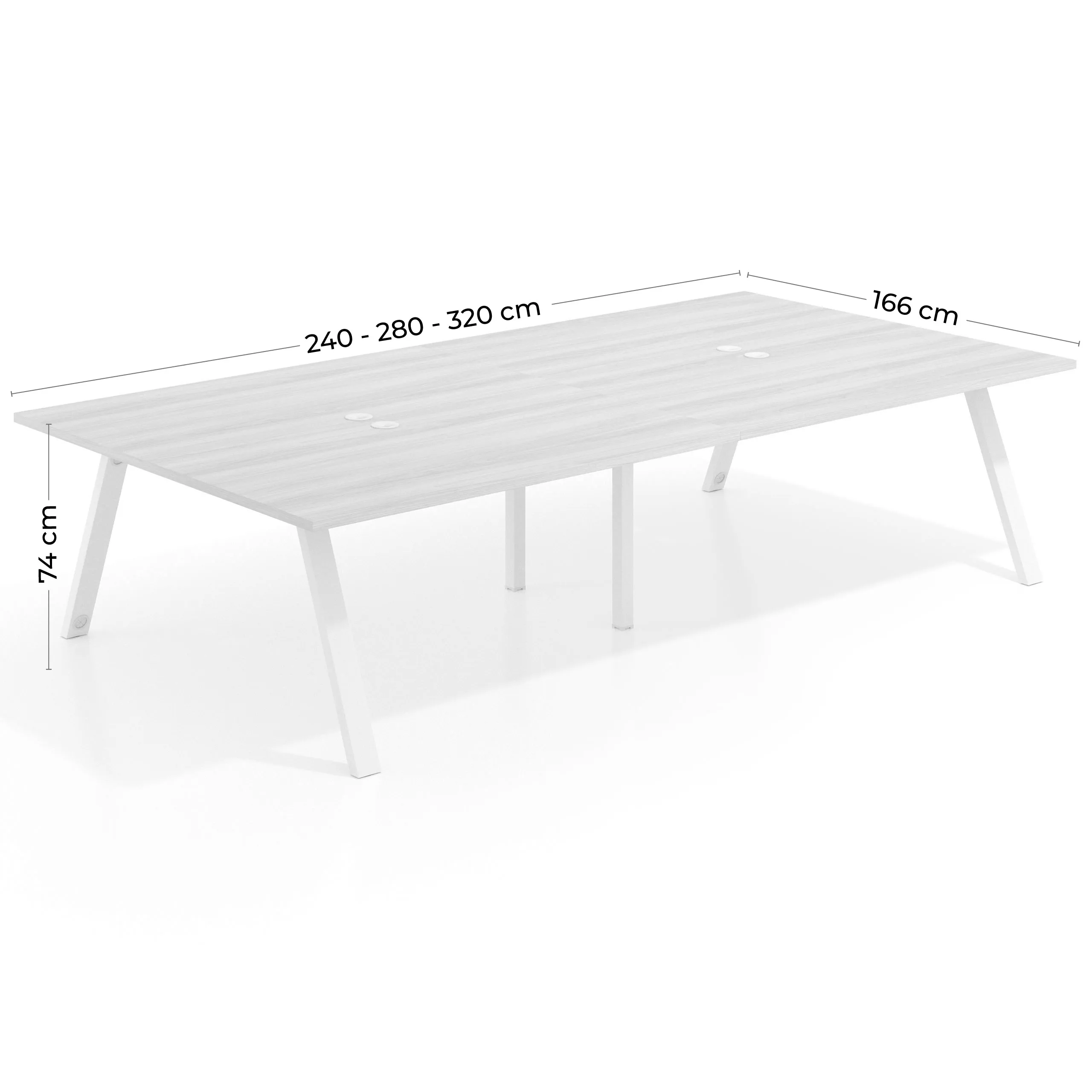 Mesa de oficina coworking doble UvePro fondo 166, cantos rectos, estructura blanca