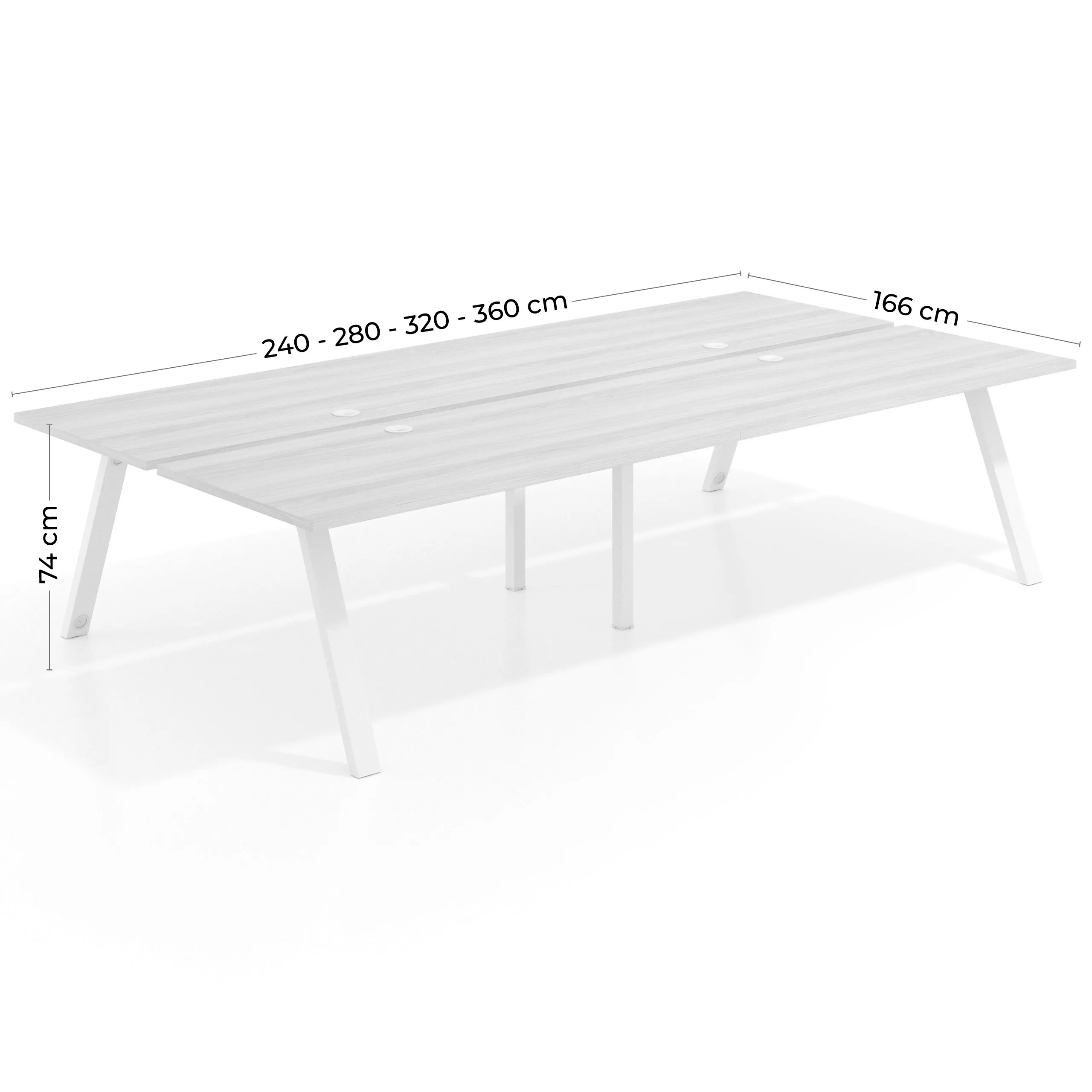 Mesa multipuesto UvePro Bench doble, fondo 166 cm, estructura negra
