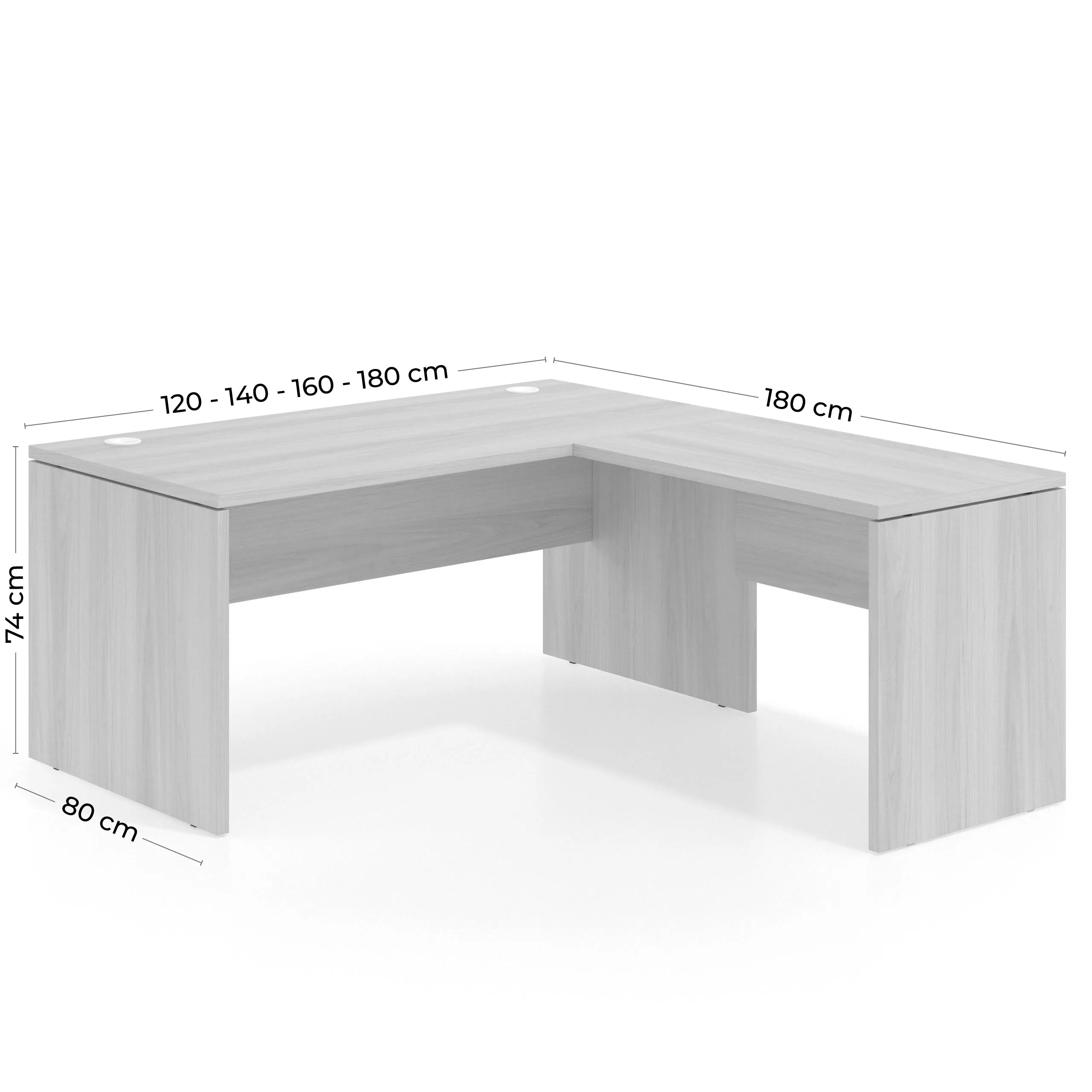 Mesa de escritorio en L Work fondo 68 estructura bicolor
