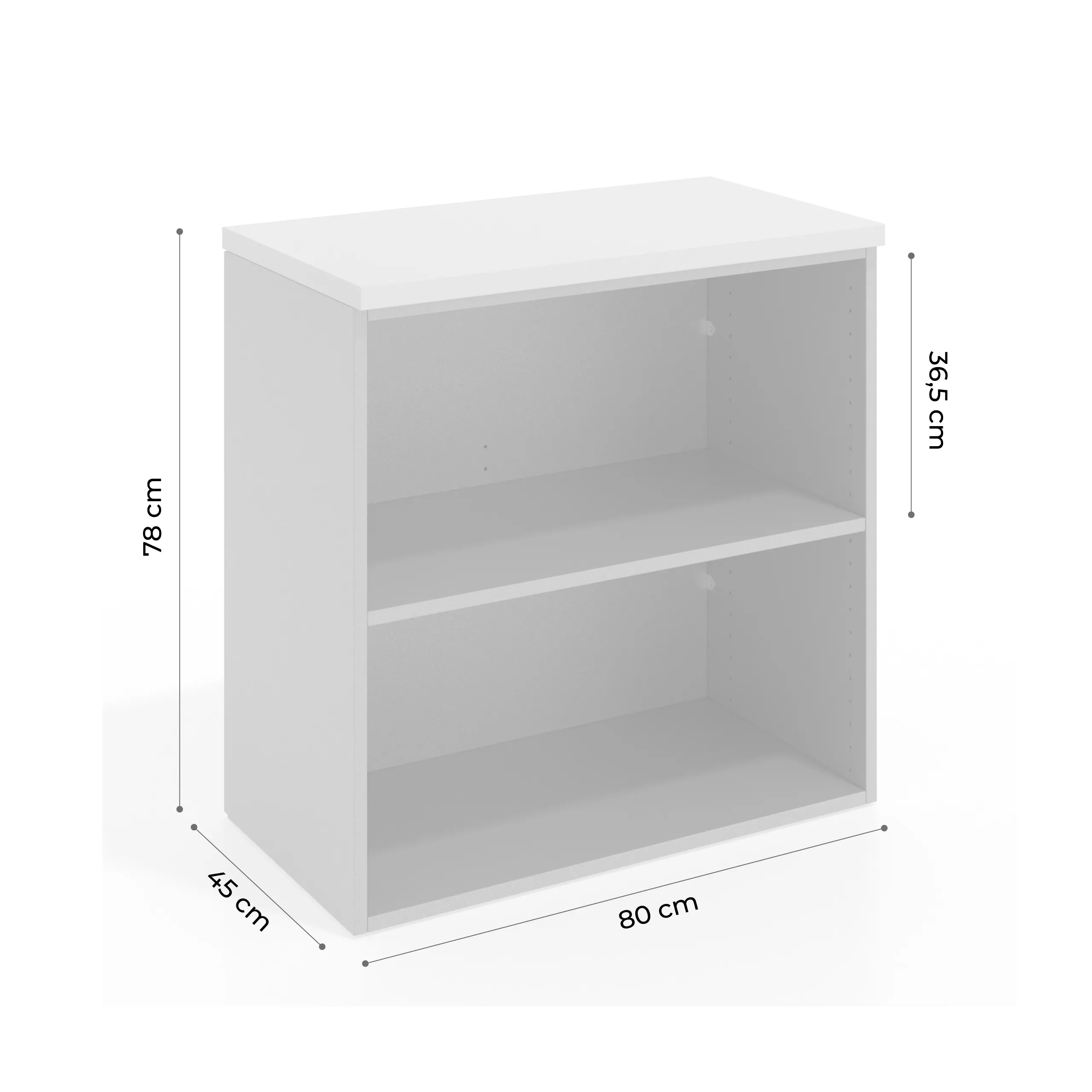 Estantería de oficina Basic 2 alturas, 78x80cm