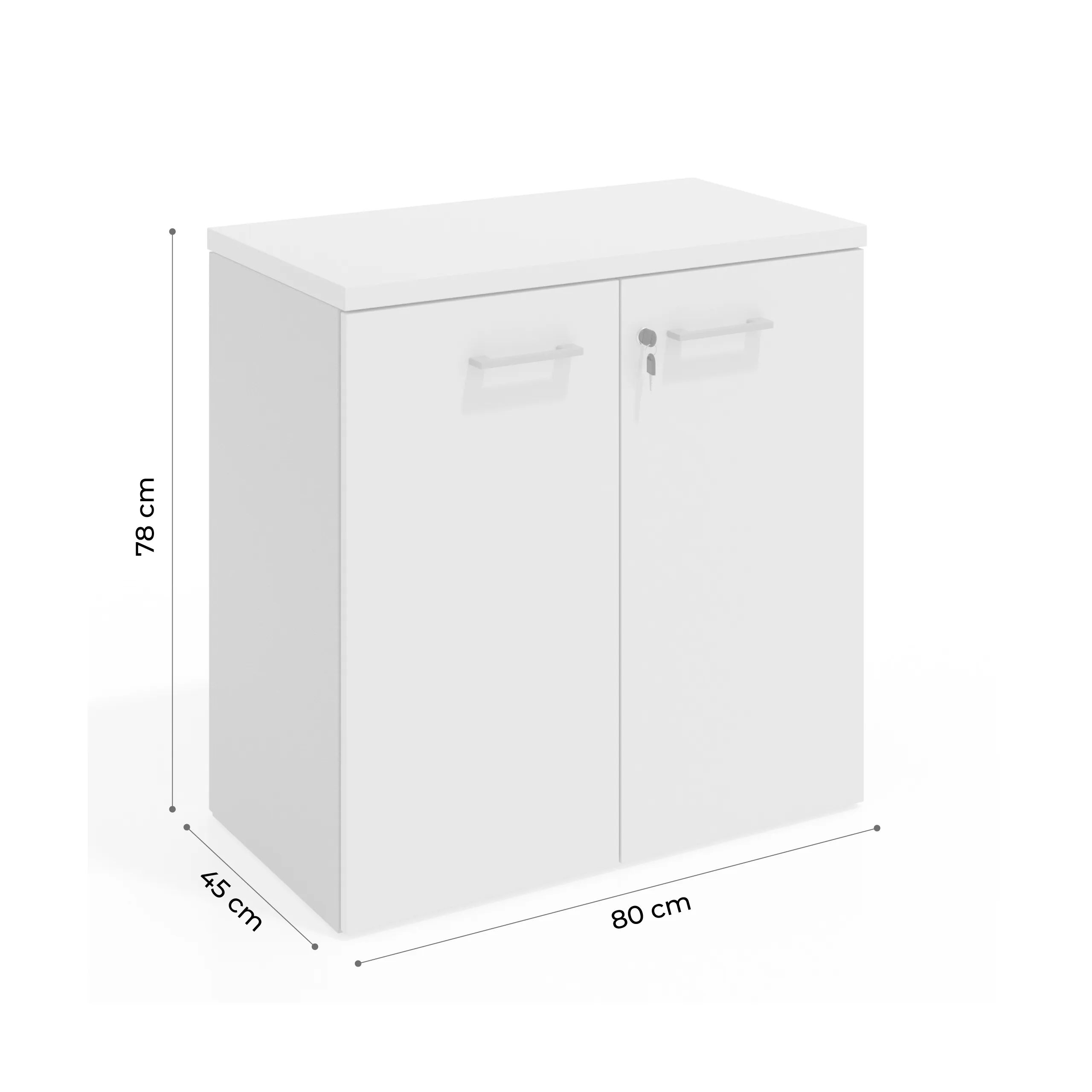 Armario de oficina Basic 2 alturas, medida 78x80 con puertas