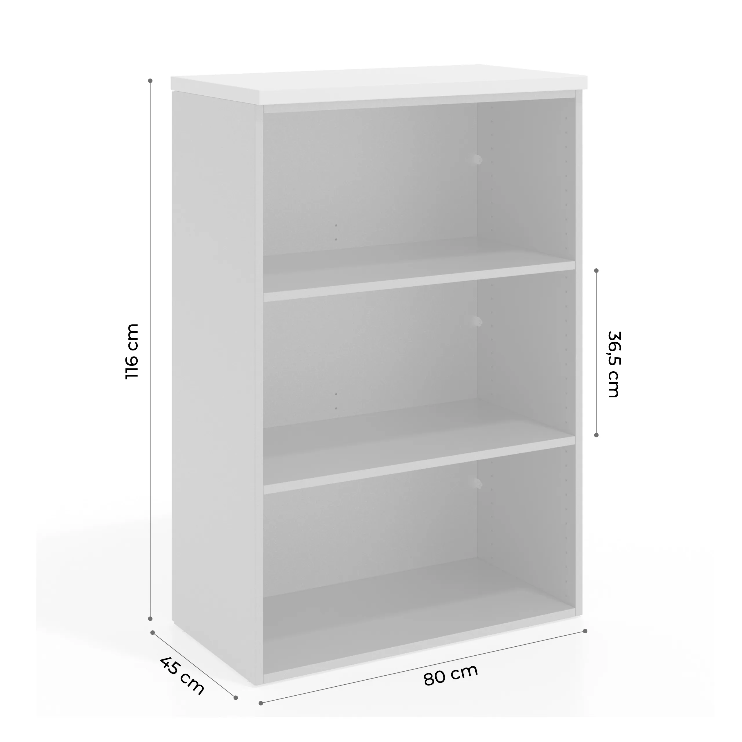 Estantería de oficina Basic 3 alturas, 116x80cm