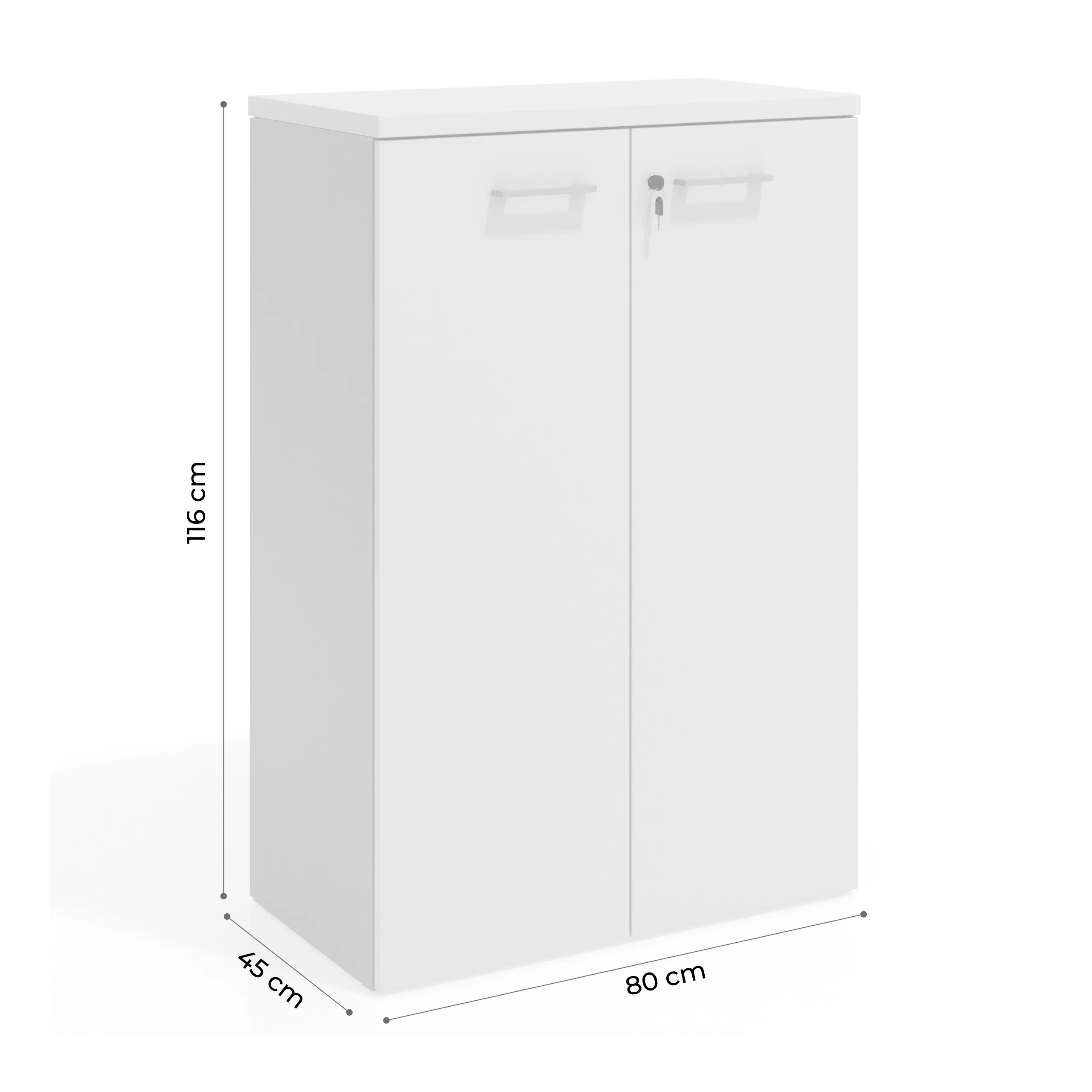 Armario de oficina Basic con puerta cerradura, medida 116x80